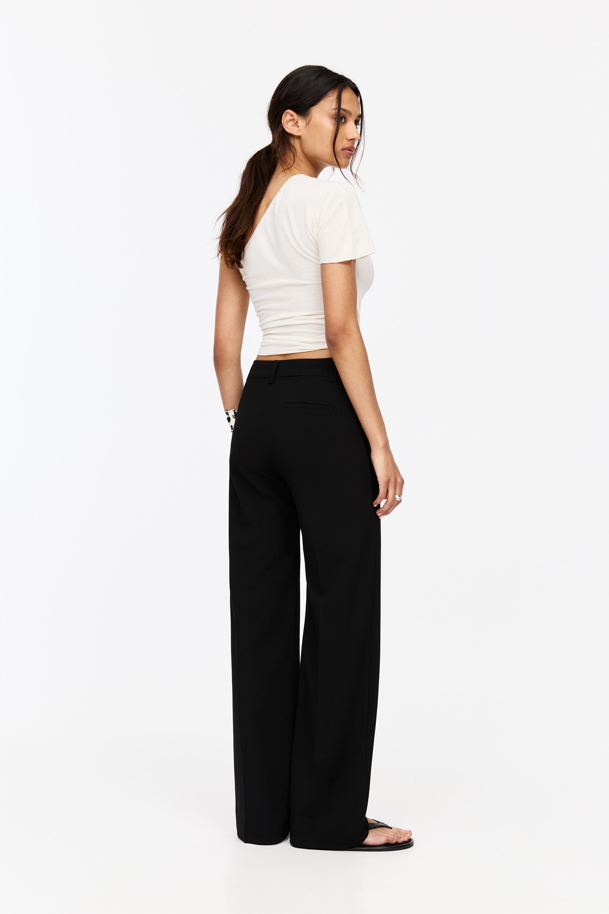 Smart high-waist straight-leg trousers — Black