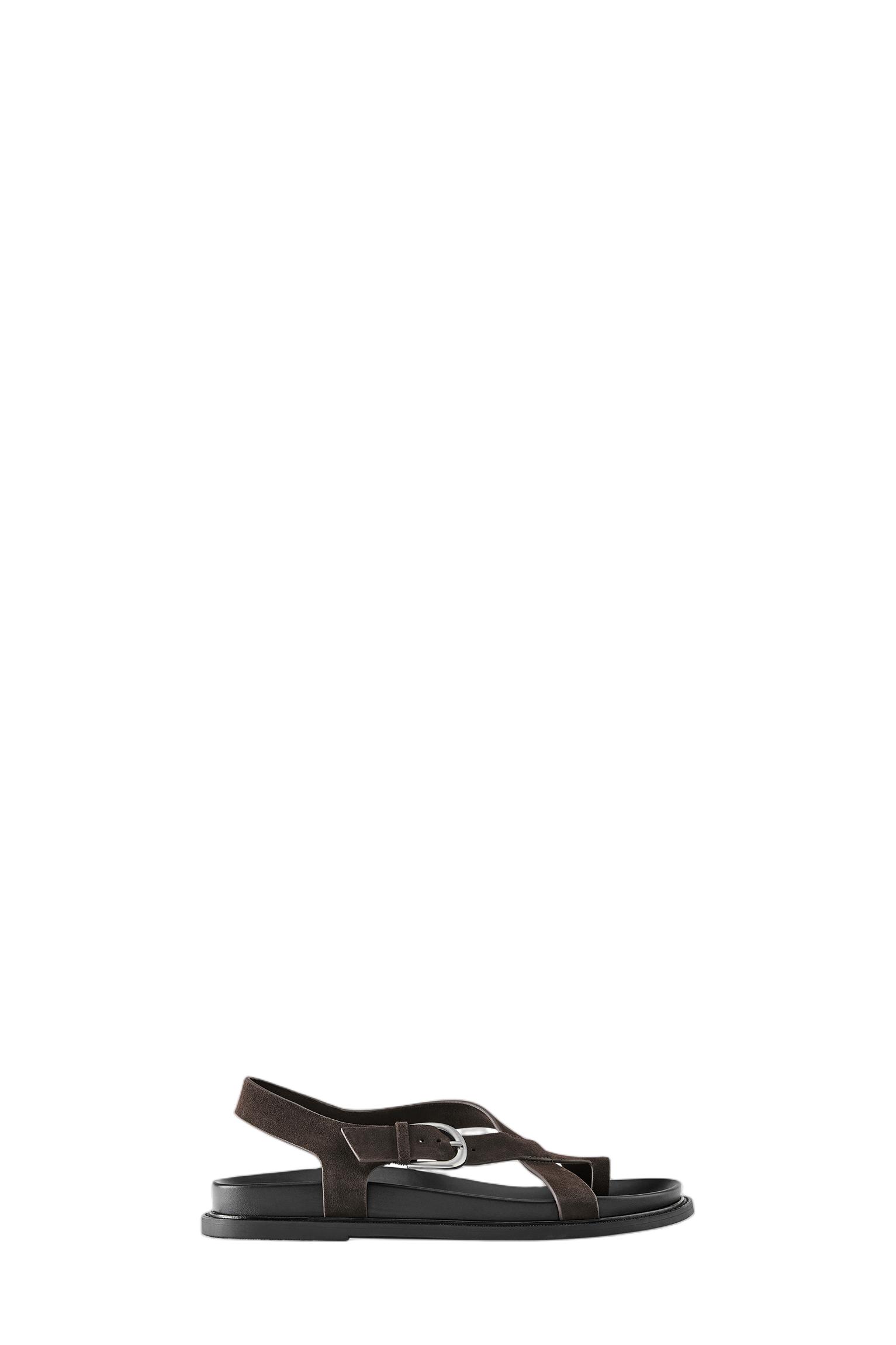 Flat leather sandals — Brown