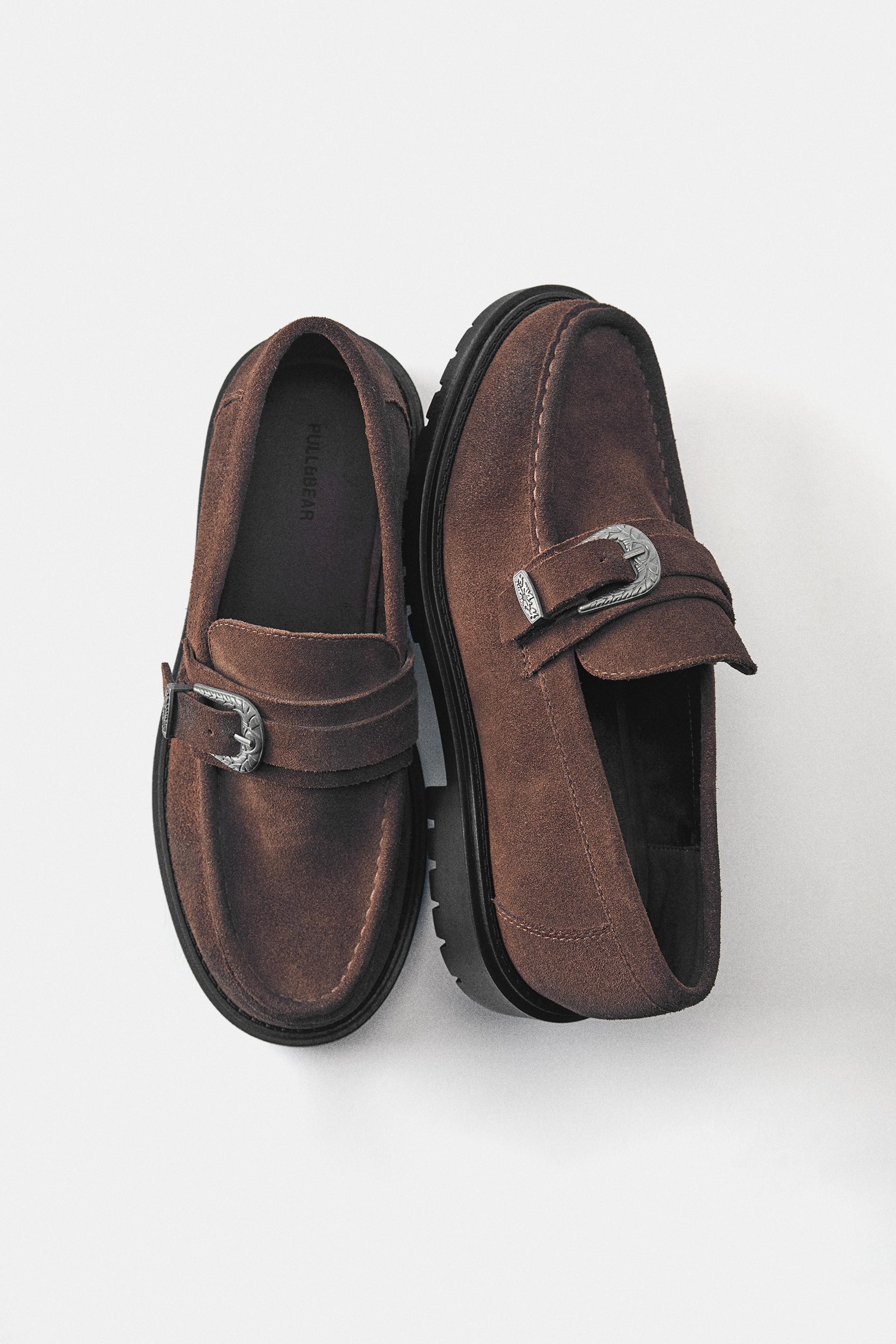Leather cowboy loafers — Brown