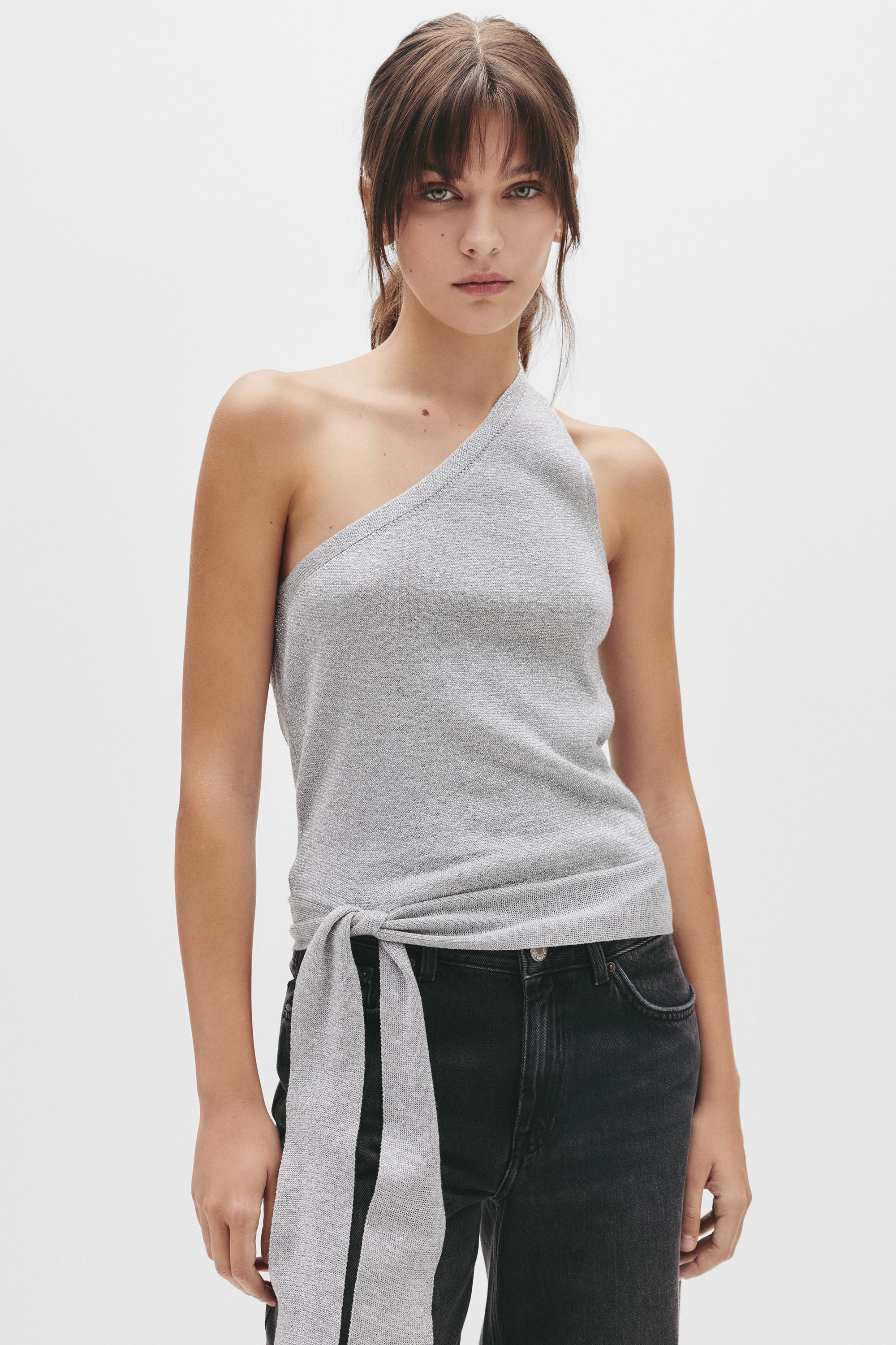 Asymmetrisches Top Aus Glänzendem Stoff