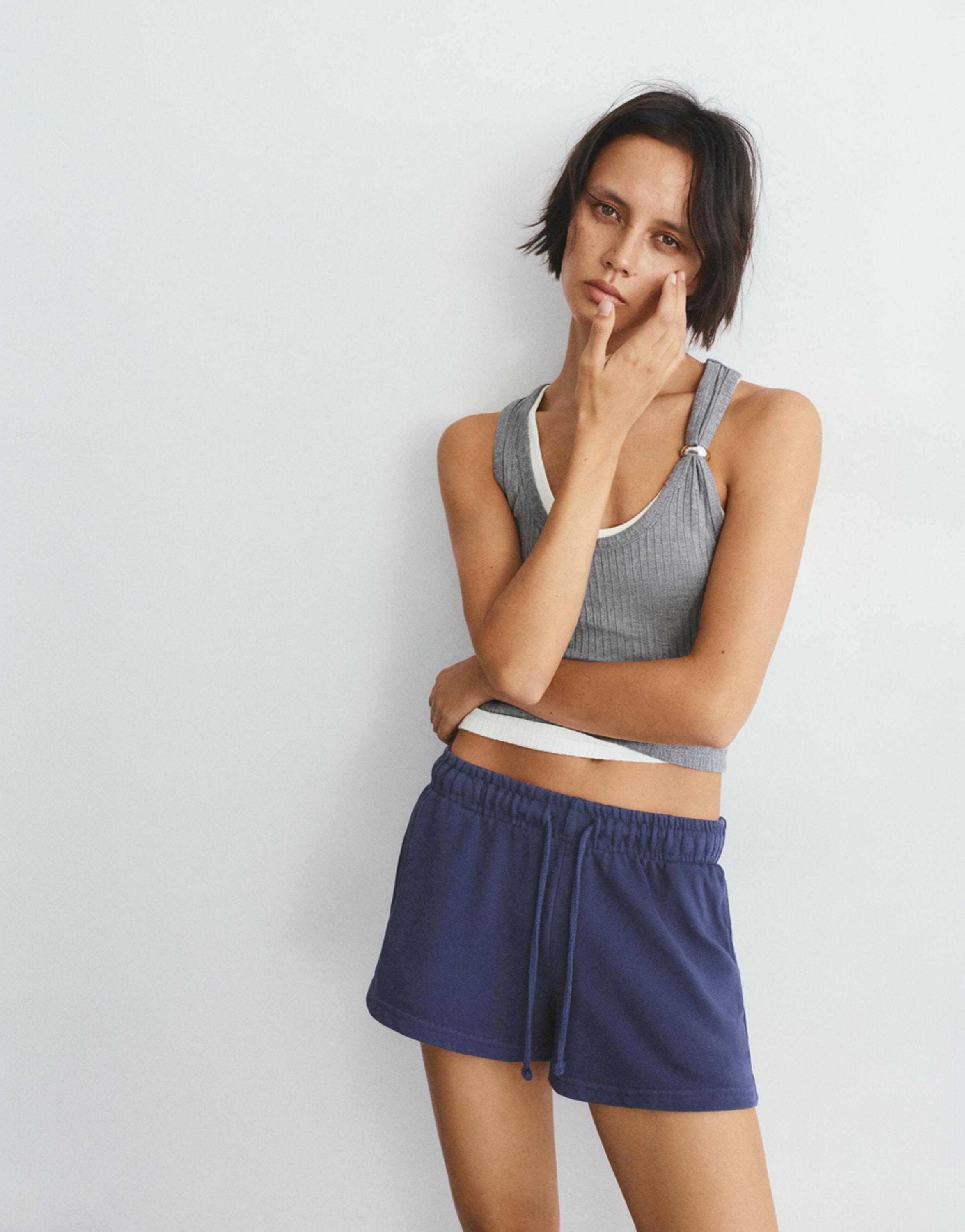 Lastikli bel spor şort - Görsel 7