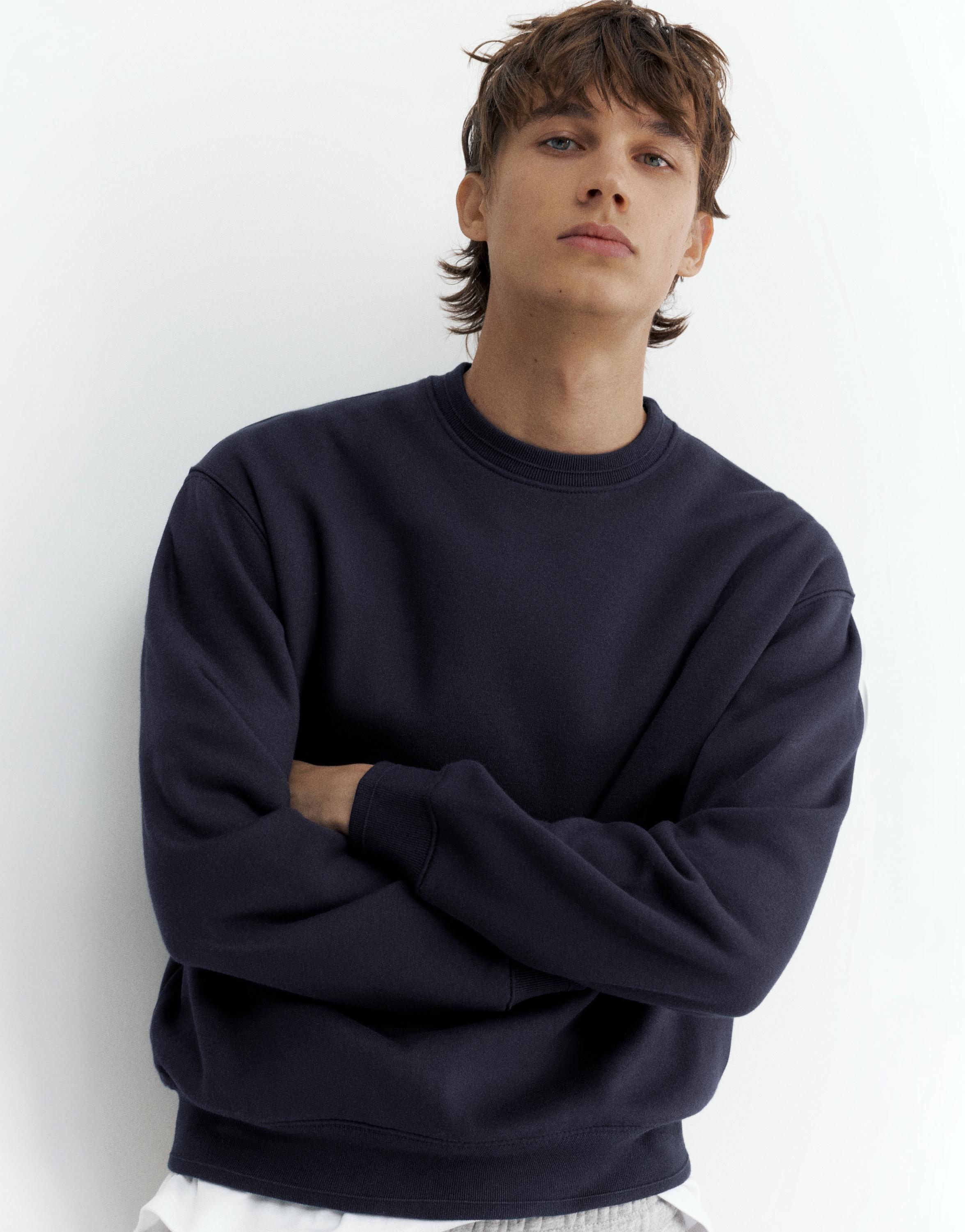 Relaxed fit round neck sweatshirt — Navy