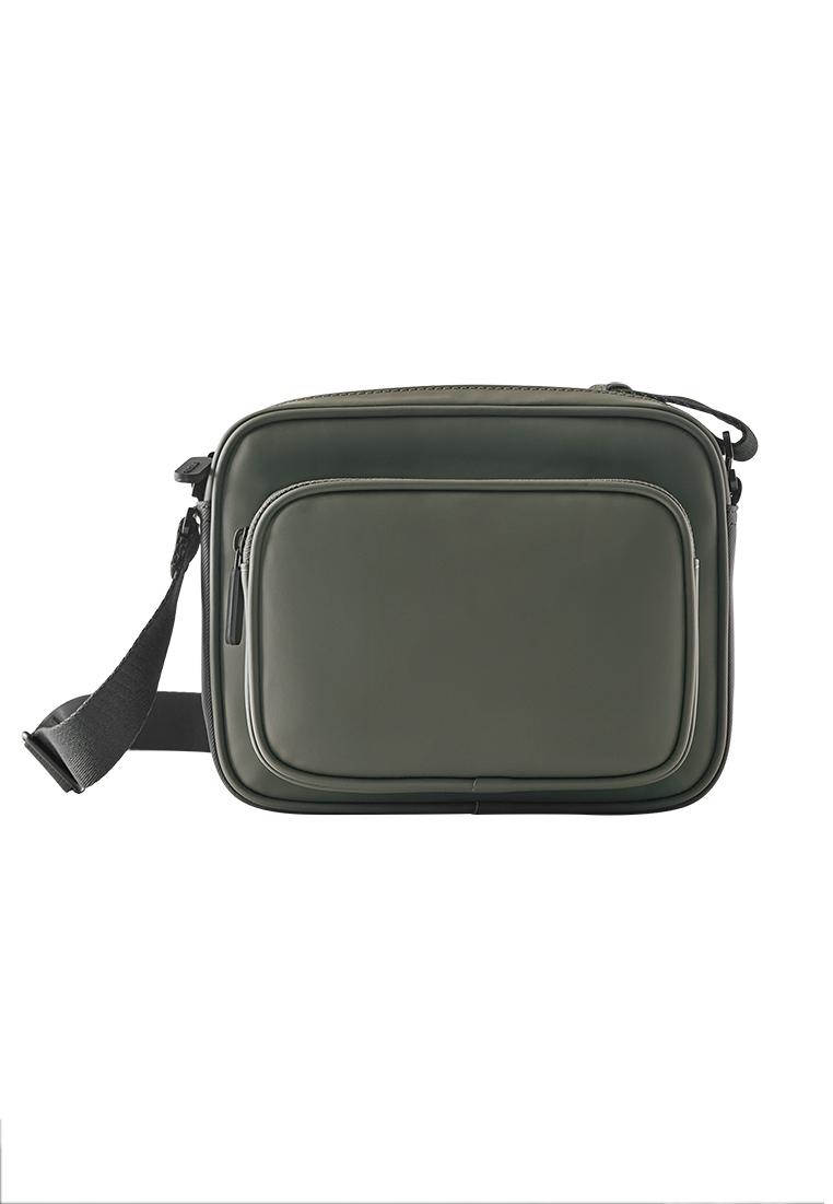Rubberised crossbody bag — Green