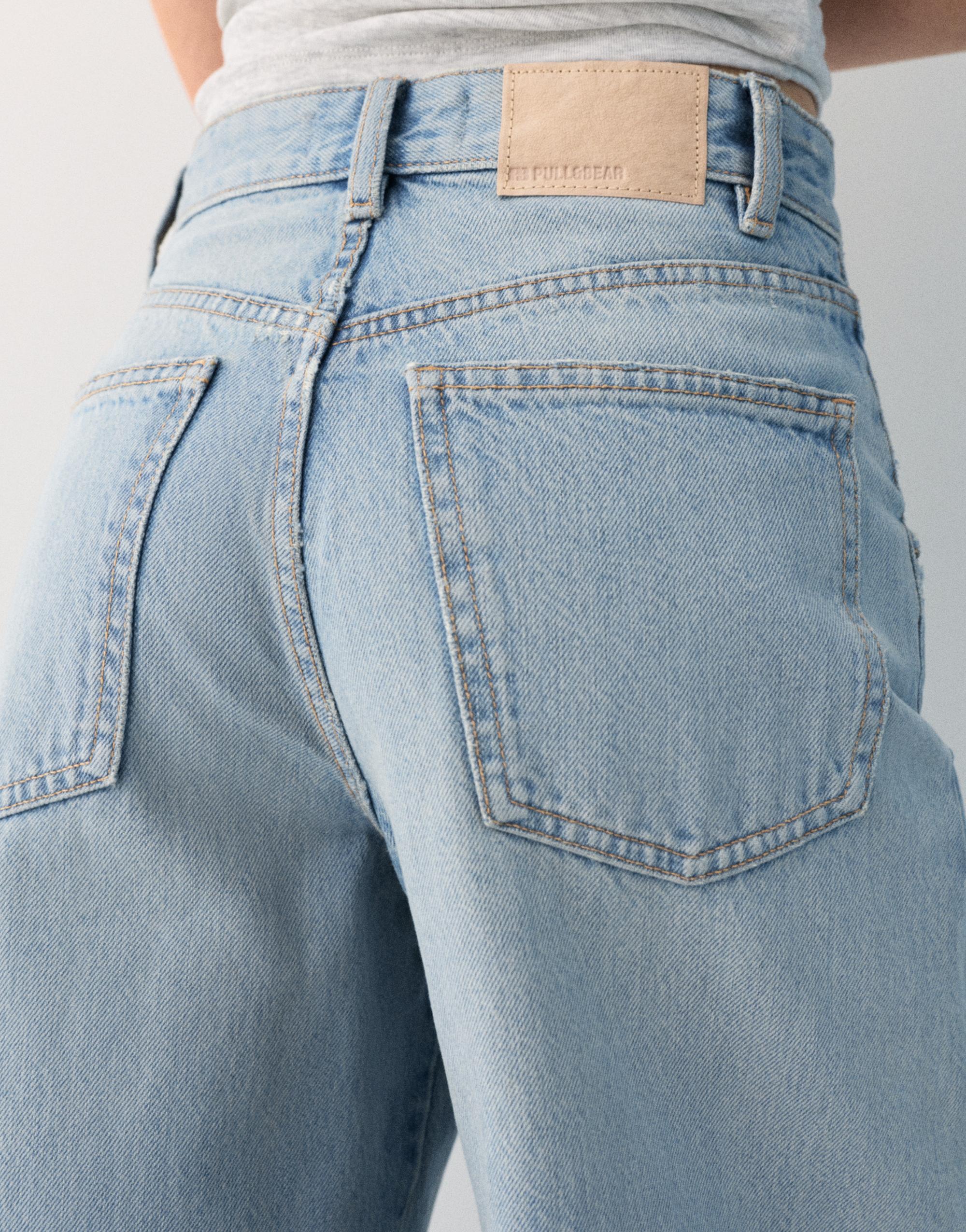 Super wide-leg jeans with seams — Pale blue