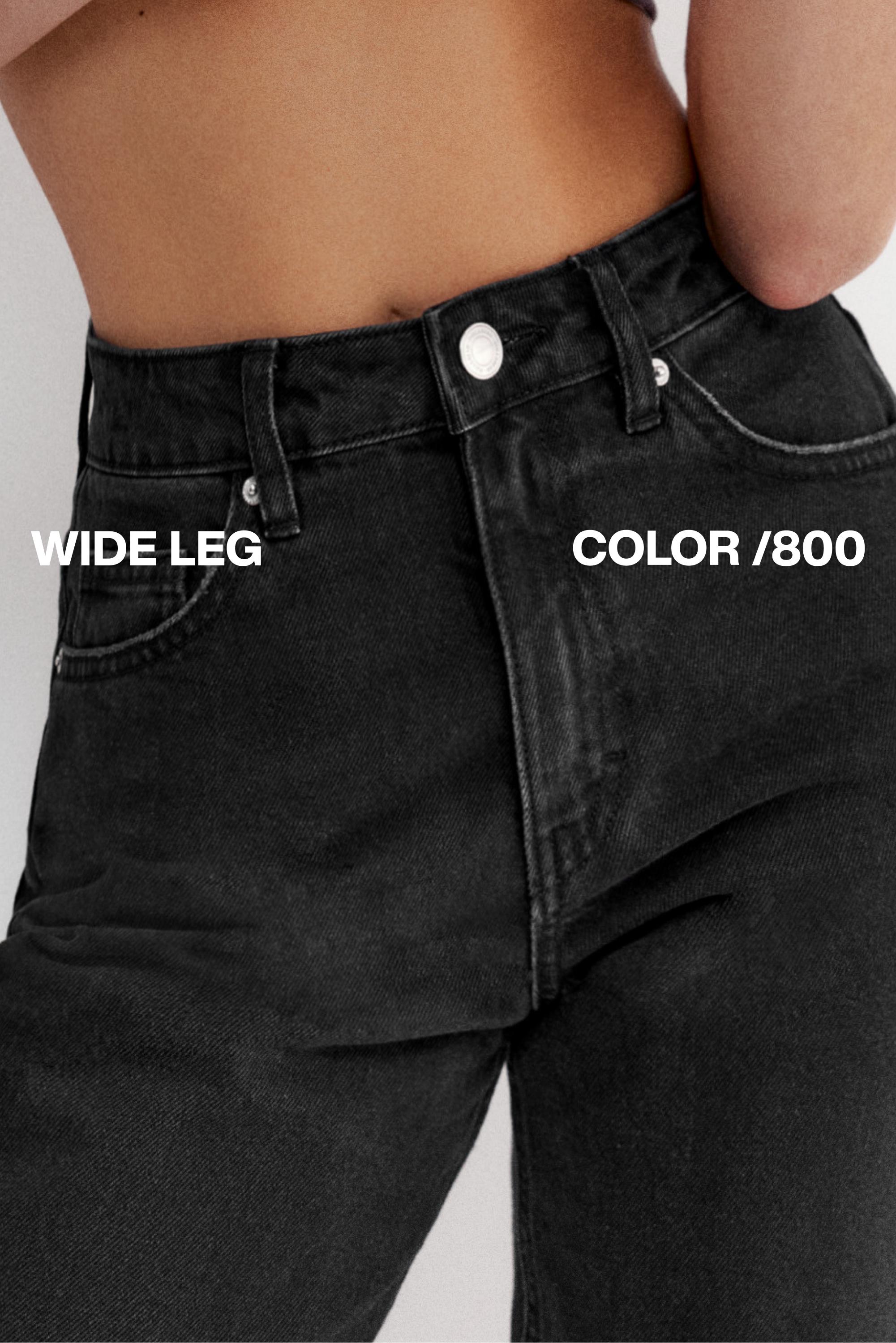 High-waist wide-leg jeans — Black