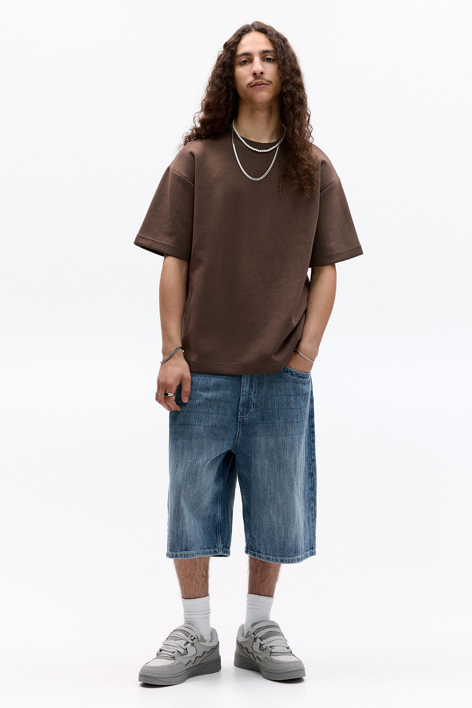Basic short sleeve sweatshirt — Pale brown