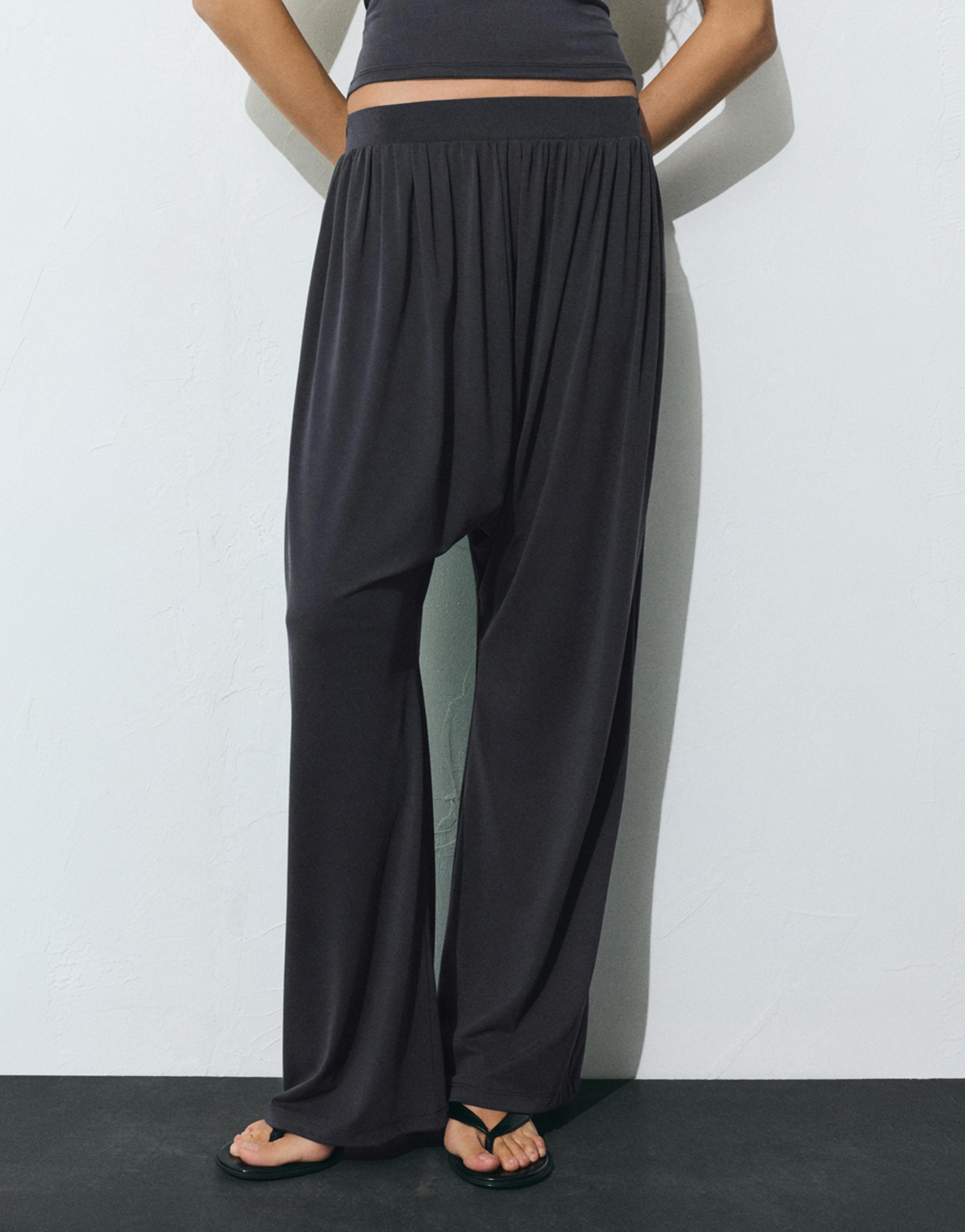 Relaxed fit cupro trousers — Dark grey