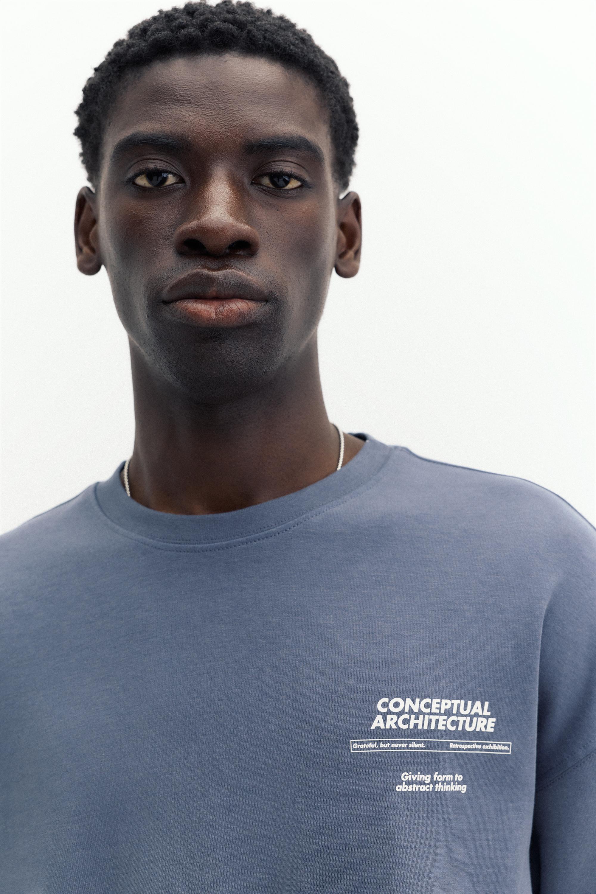 Short sleeve graphic sweatshirt — Indigo blue