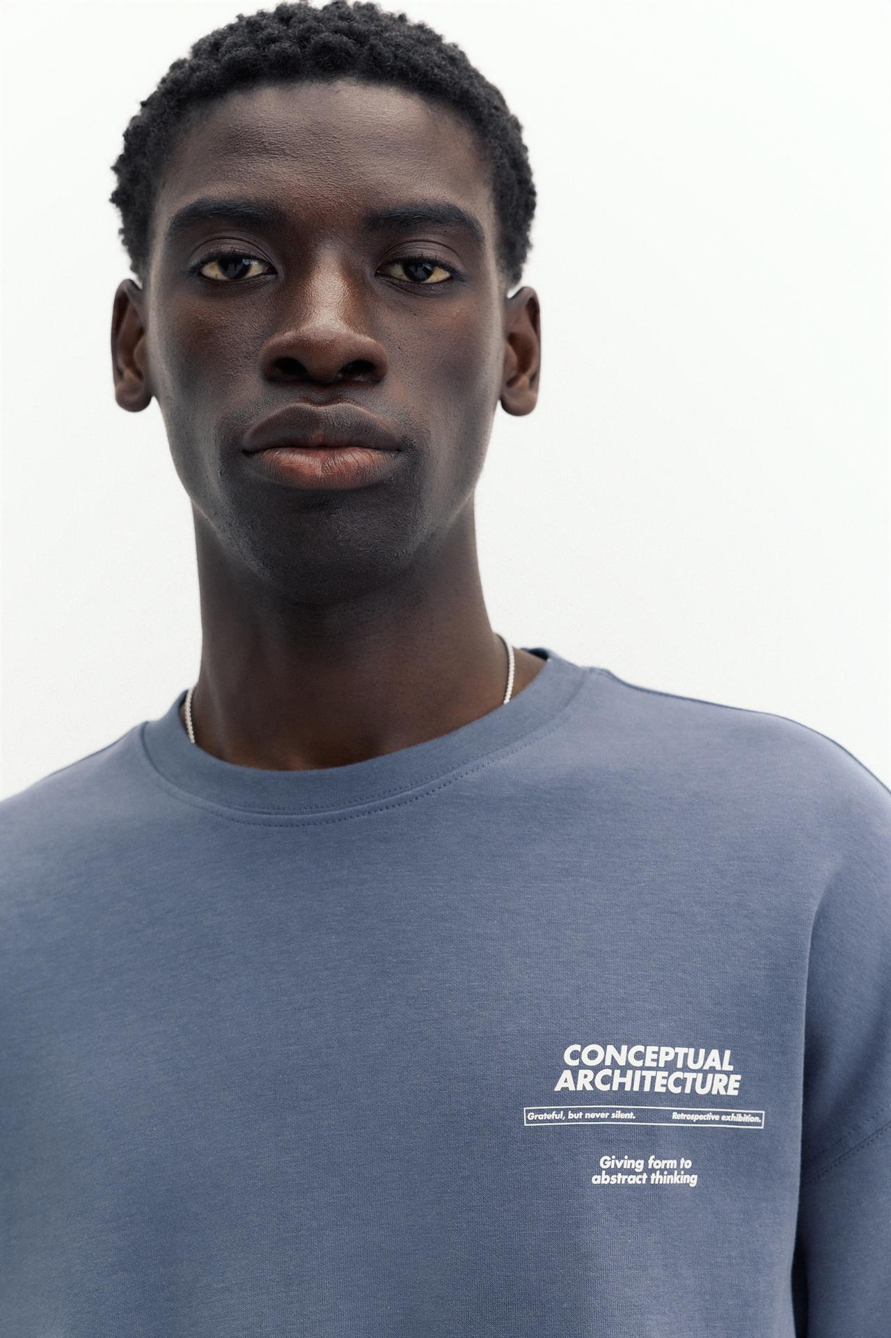 Short sleeve graphic sweatshirt — Indigo blue