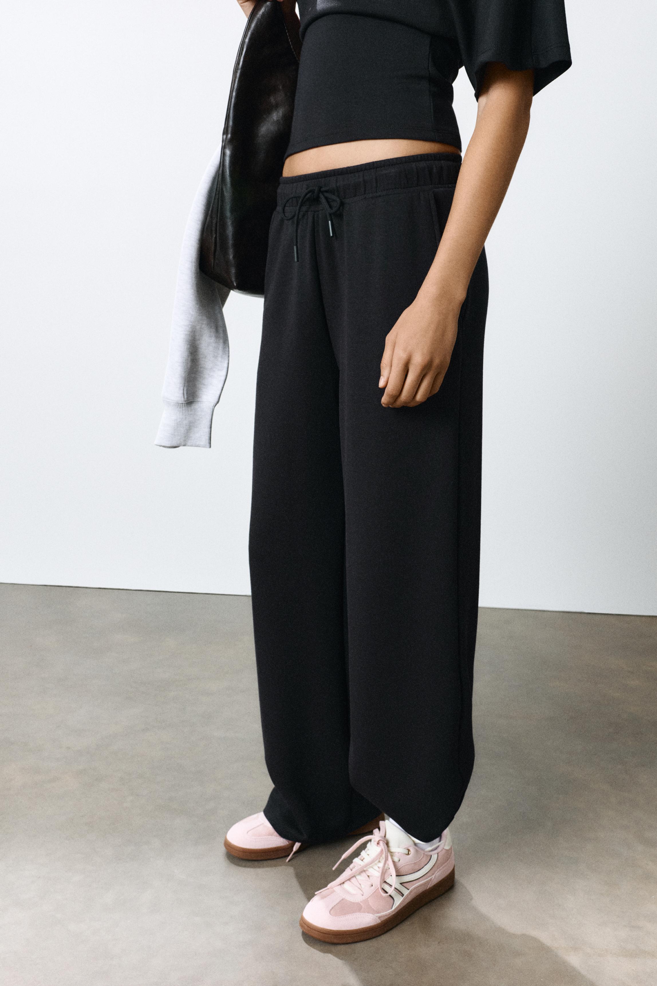 Modal wide-leg trousers — Anthracite grey