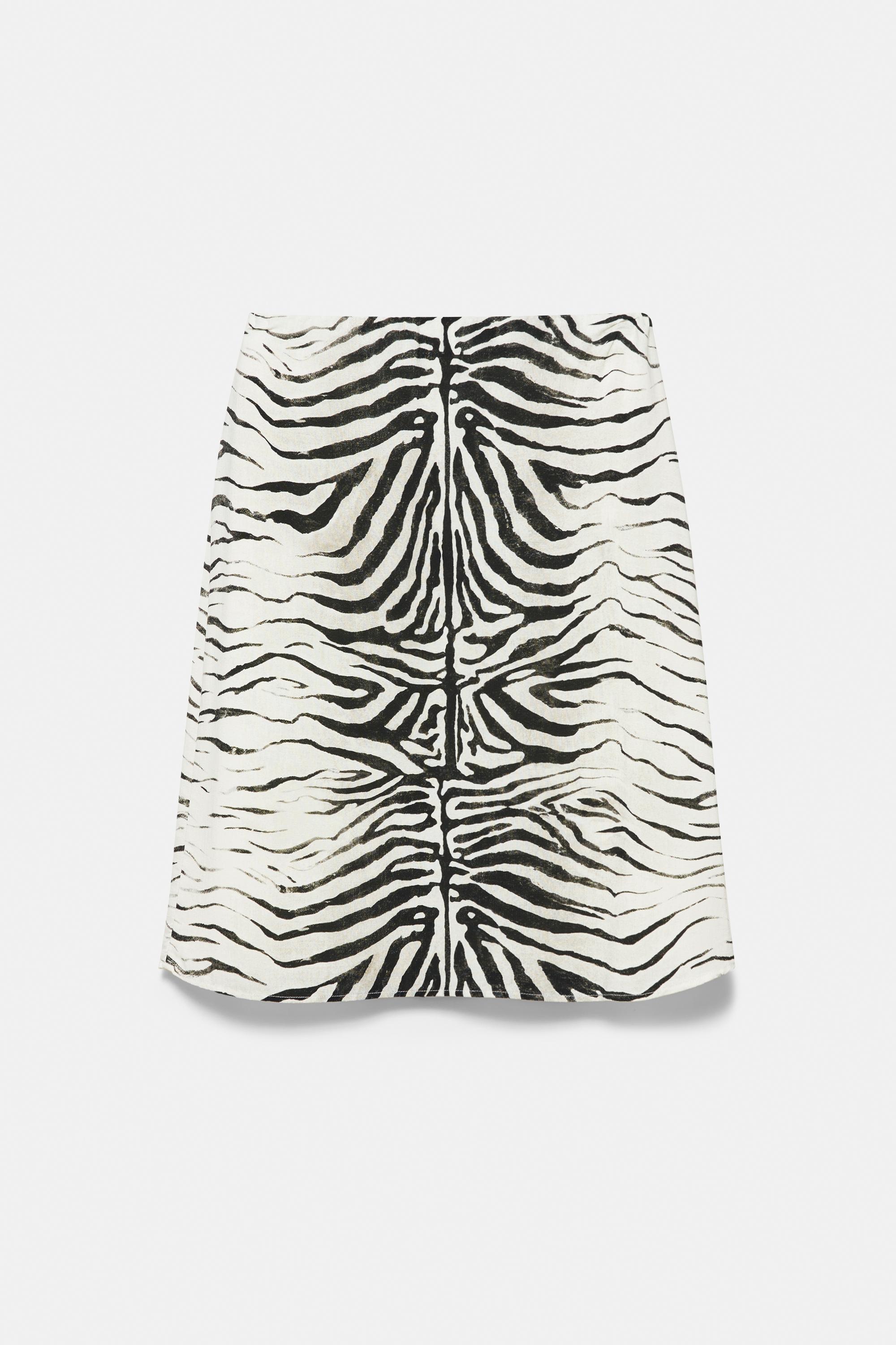 Zebra print midi skirt — Ice