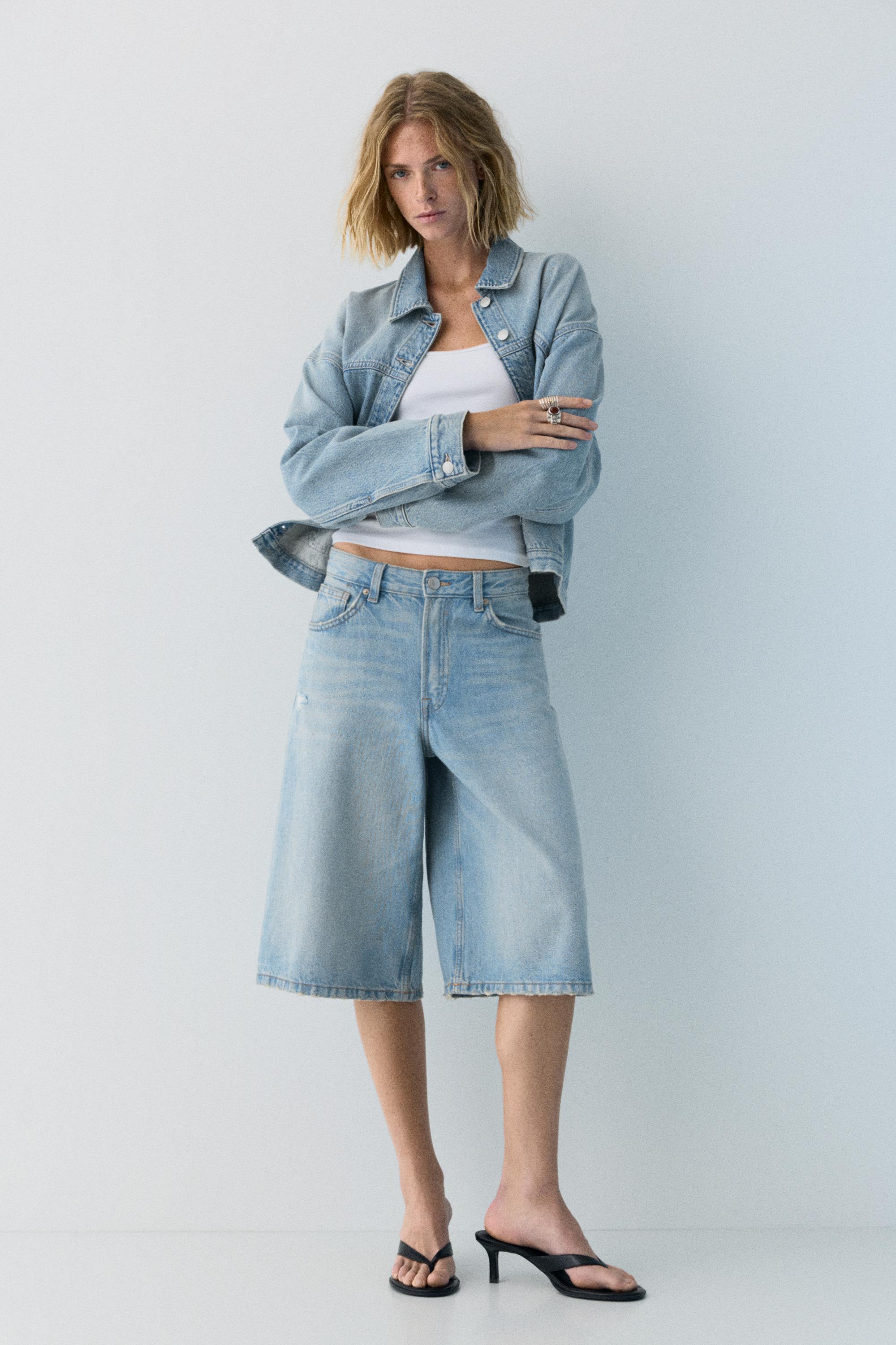 Düşük bel denim şort - Görsel 30