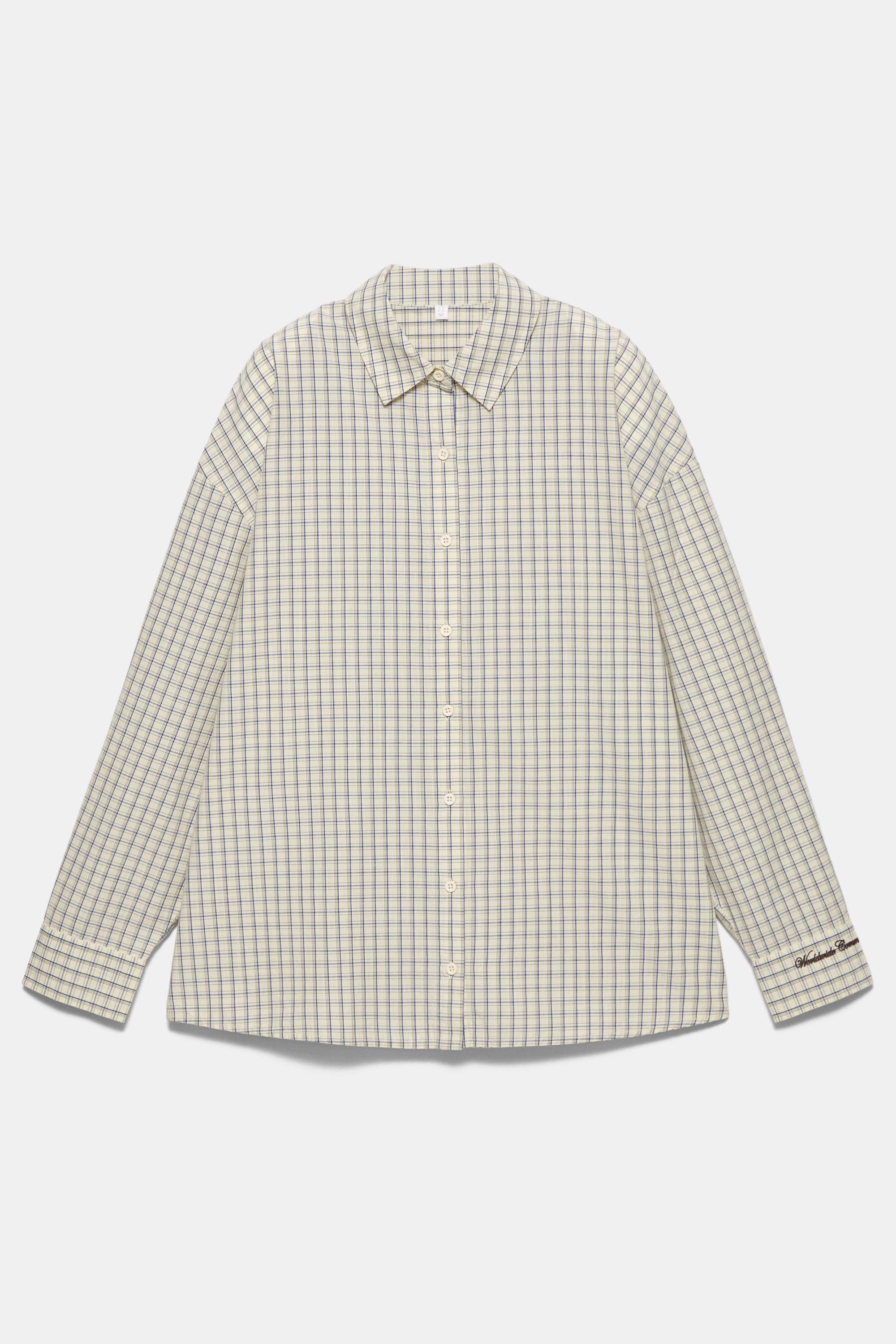 Checked shirt with embroidered cuff