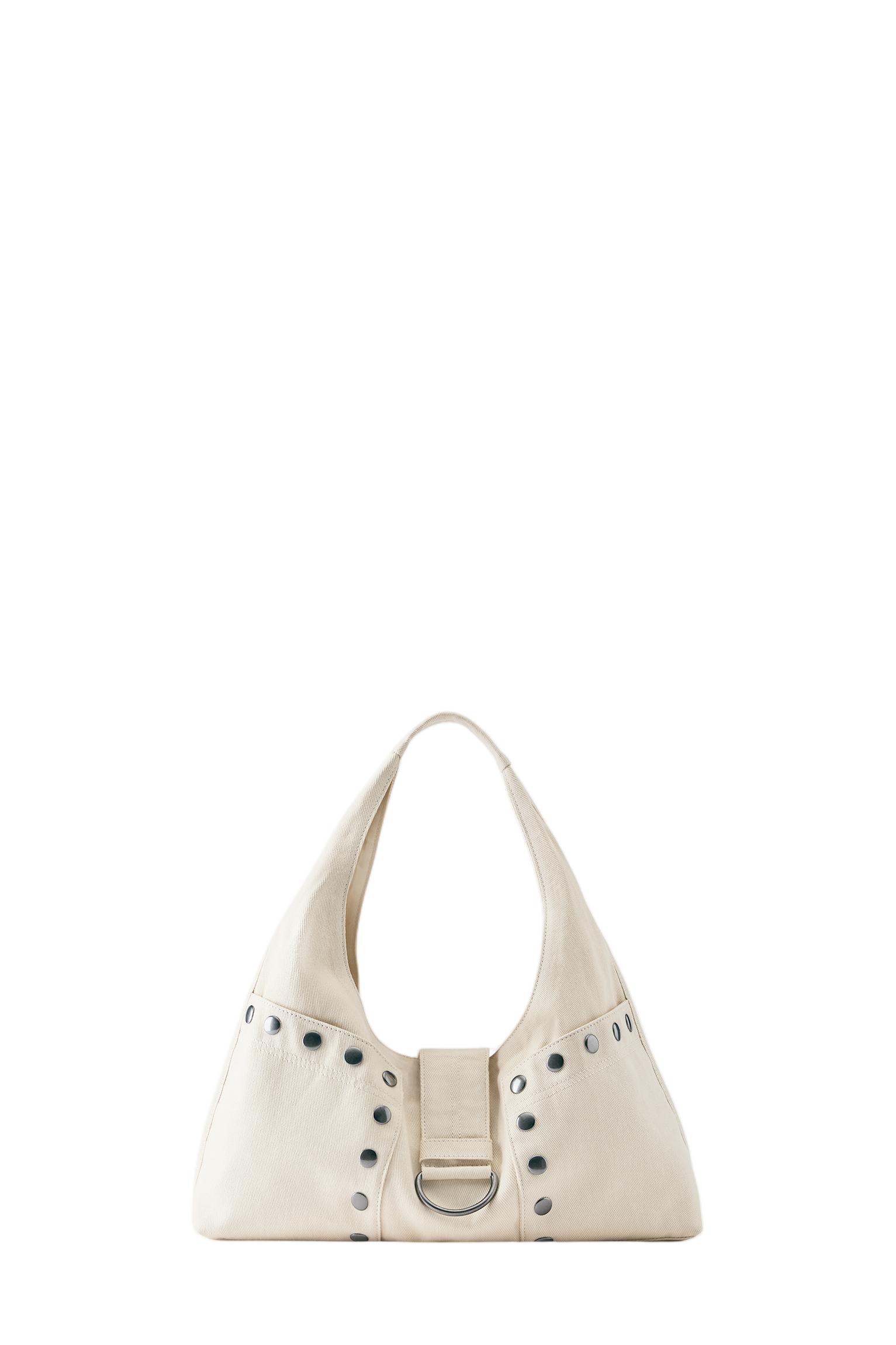 Studded shoulder bag — Ecru