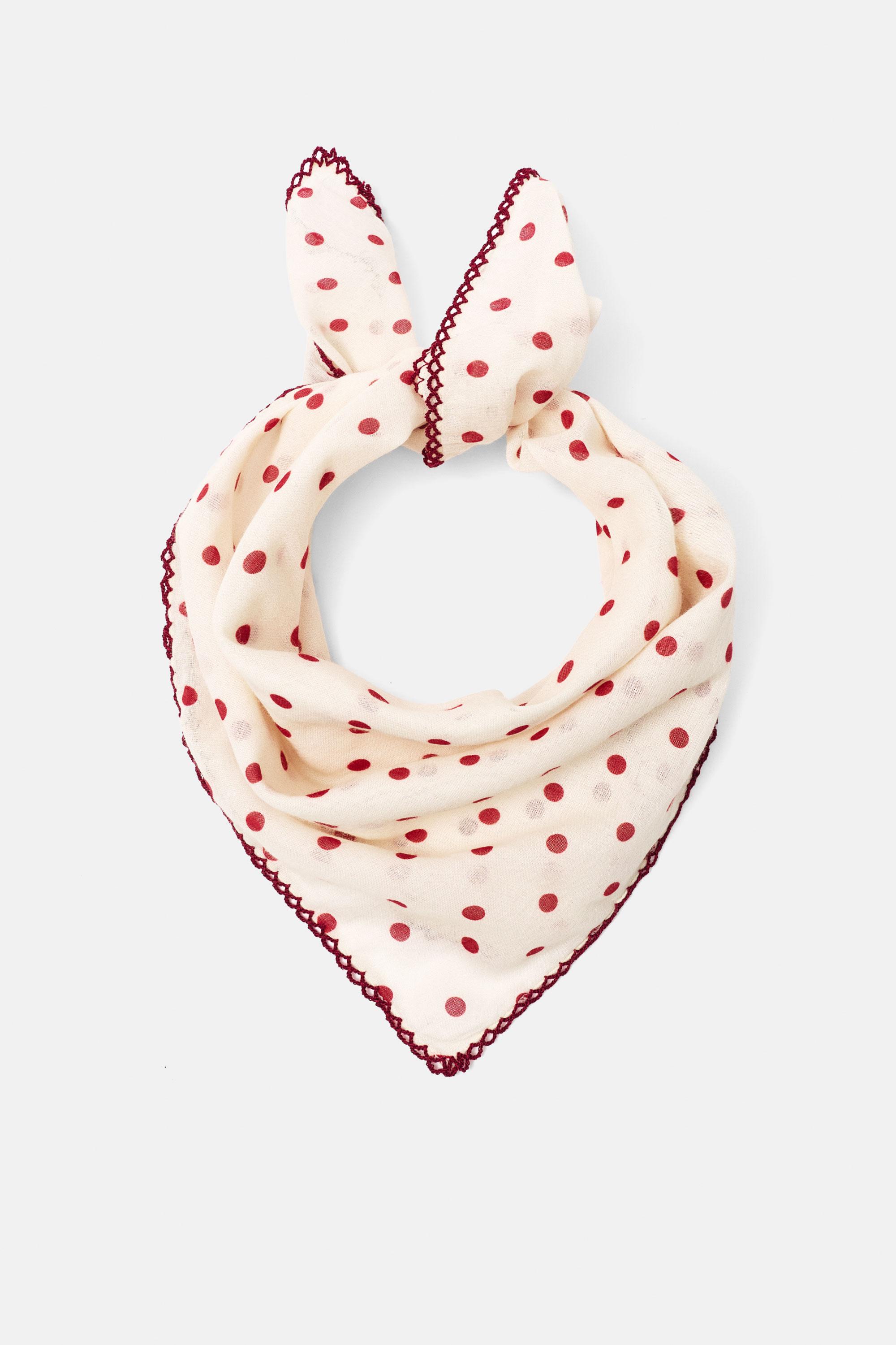 Lenço Bandana De Bolinhas Com Renda