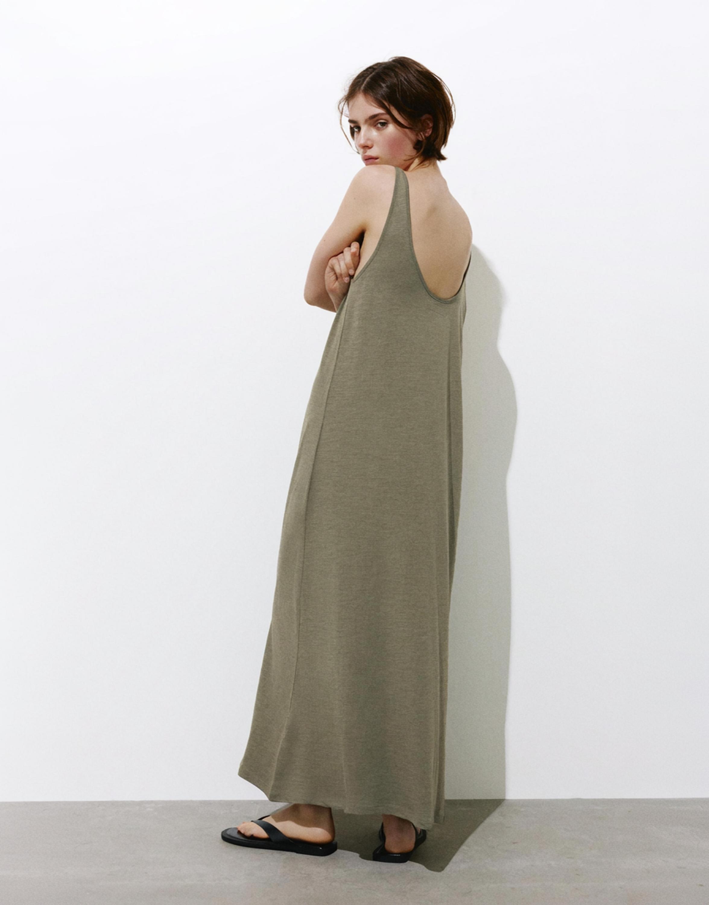 Strappy midi dress — Khaki