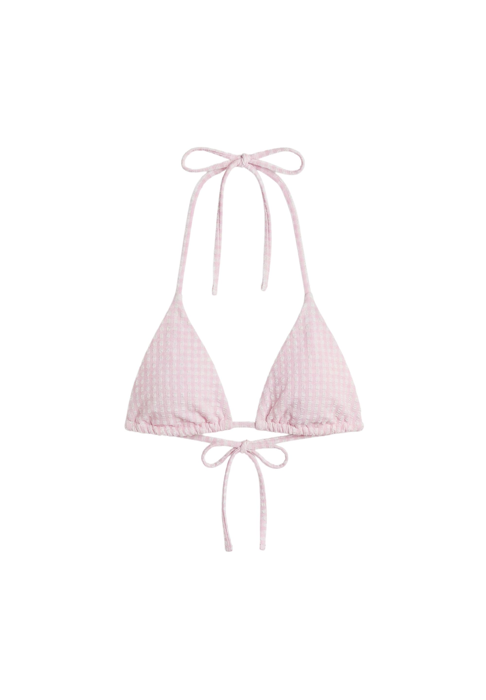 Gingham bikini top — Pink