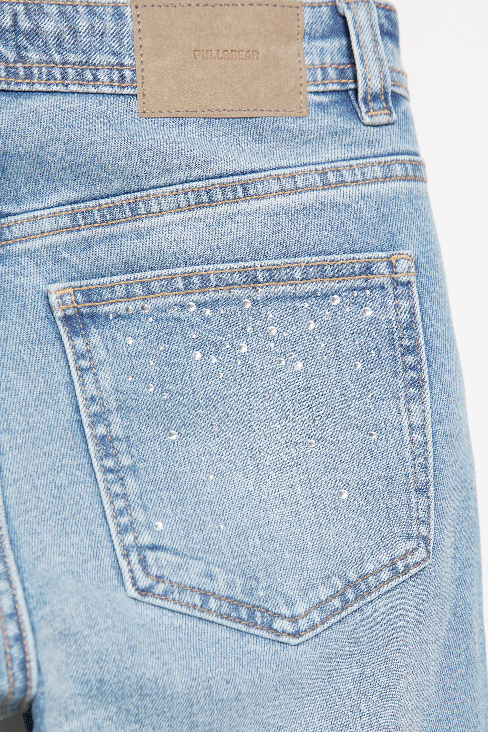 Rhinestone boot-cut jeans — Medium blue