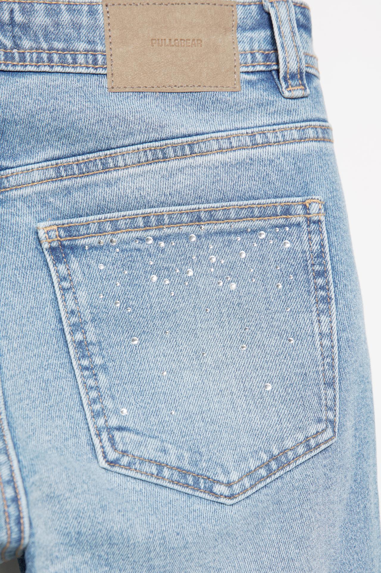 Rhinestone boot-cut jeans — Medium blue