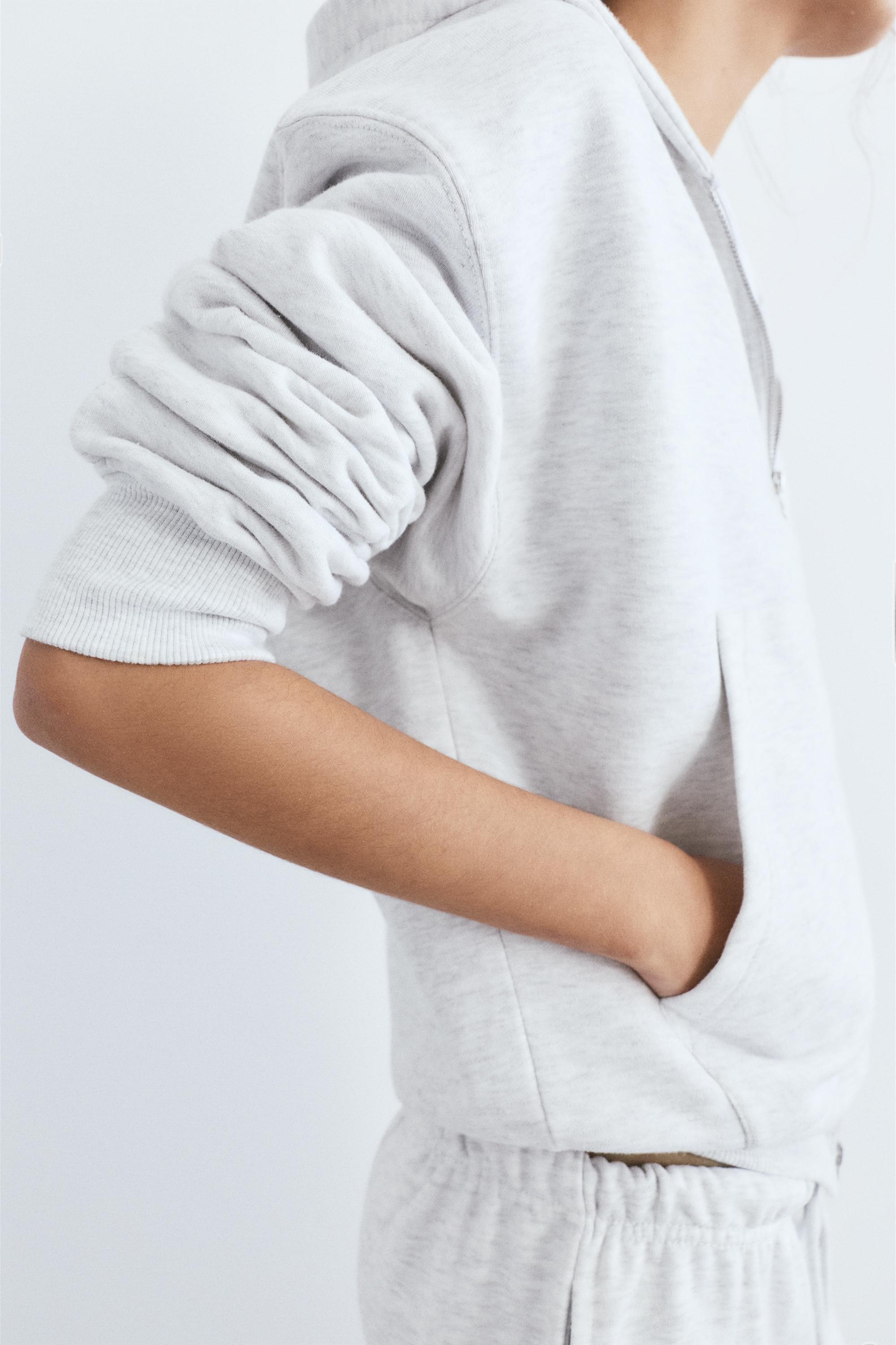 Hoodie with zipper — Grey marl