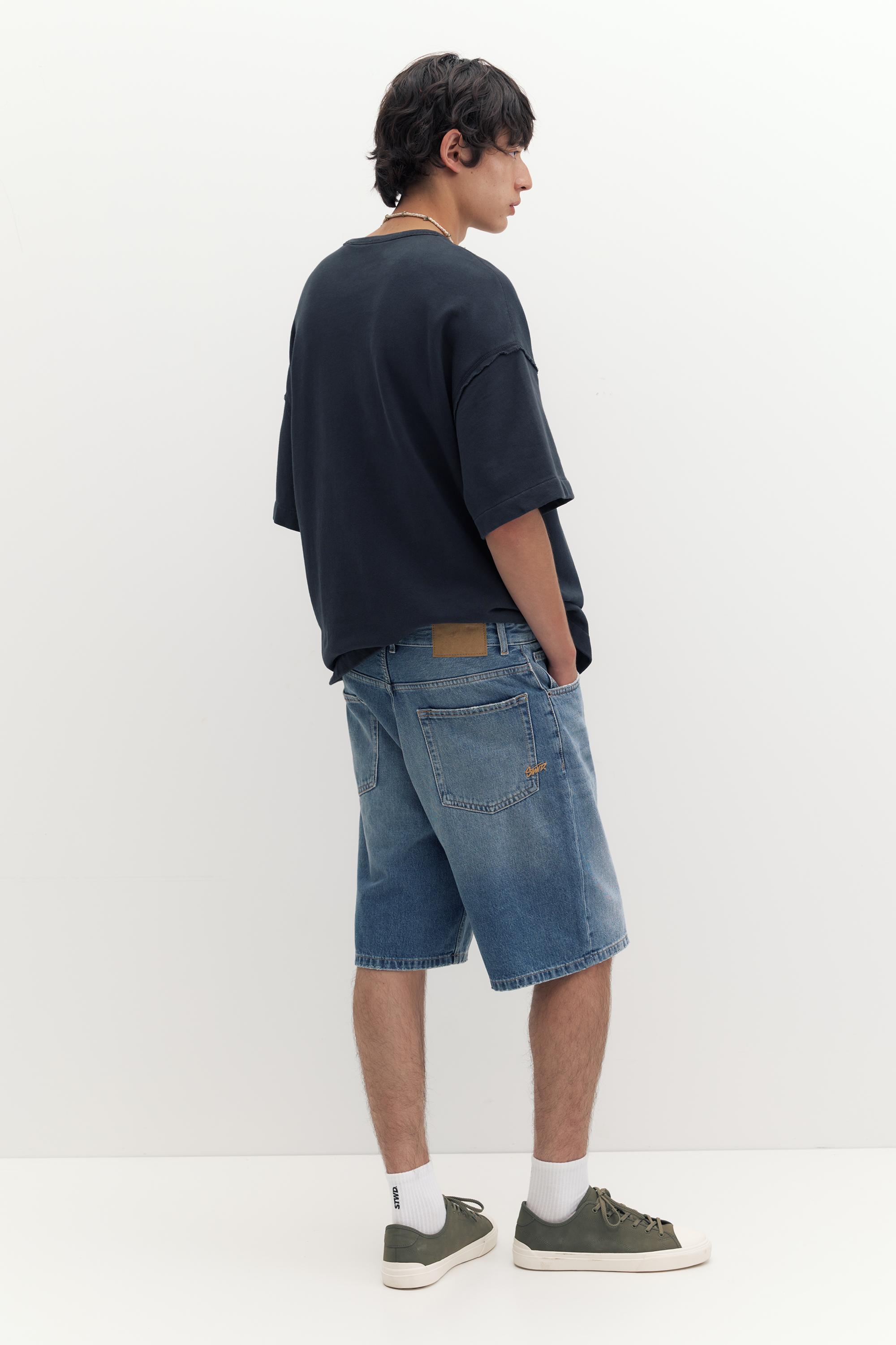 Baggy denim Bermuda shorts — Medium blue