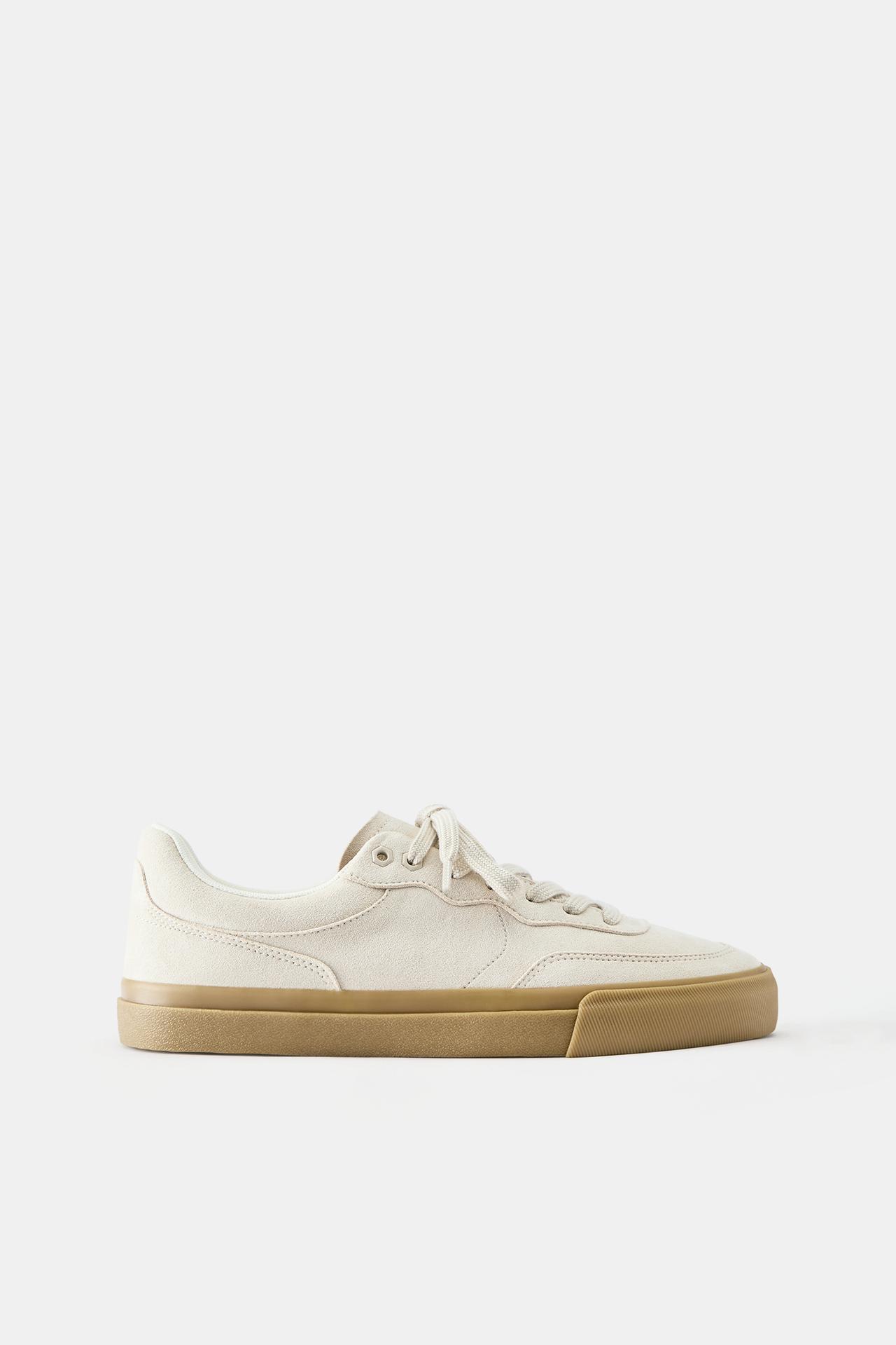 Casual suede trainers — Ecru