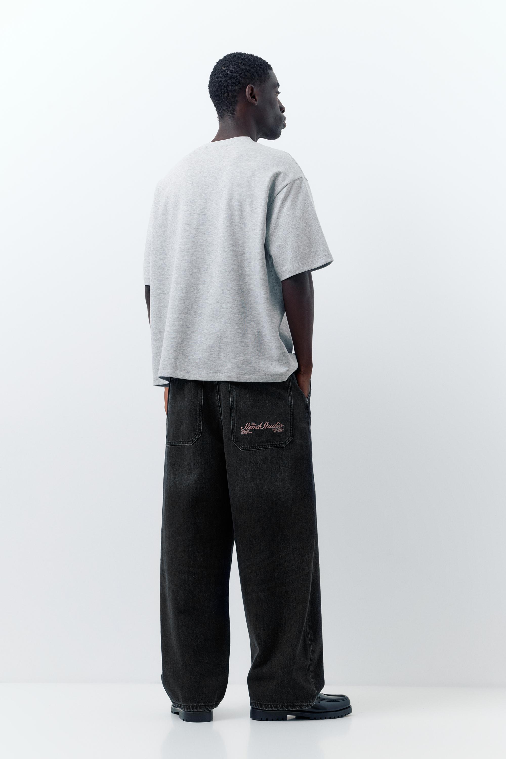 Embroidered skater jeans — Faded black