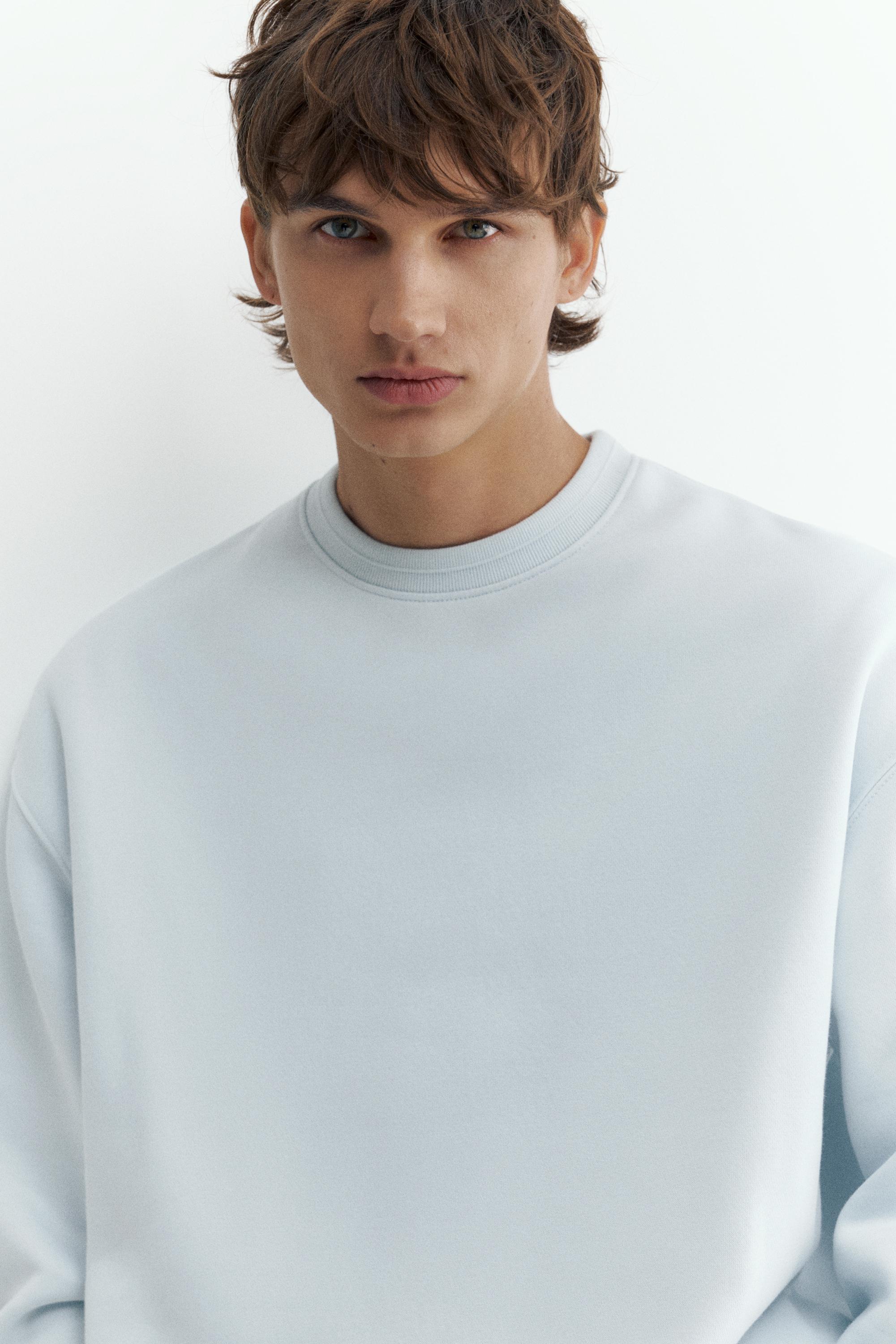 Relaxed fit round neck sweatshirt — Sky blue