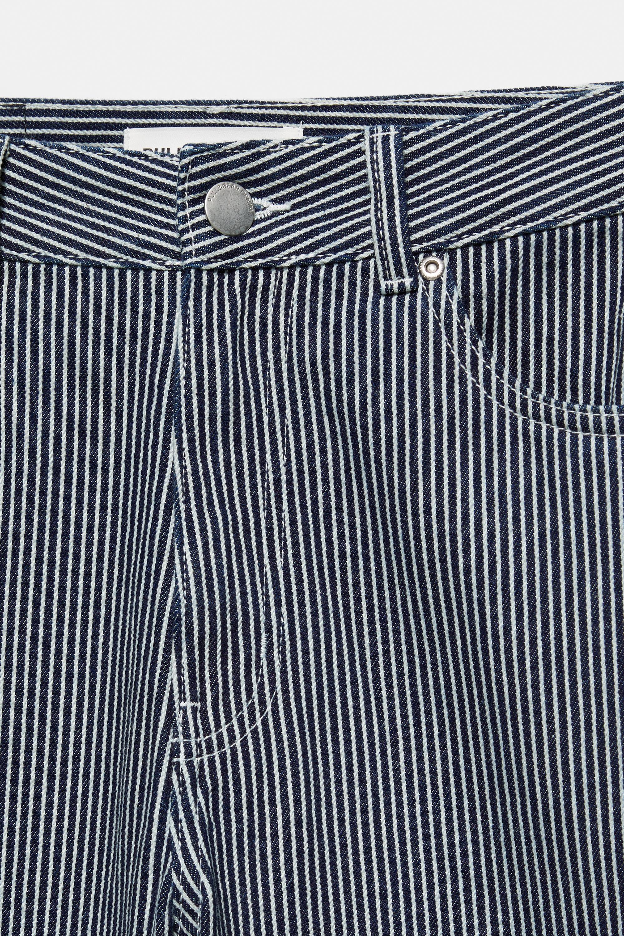 Low-rise striped baggy jeans — Dark blue