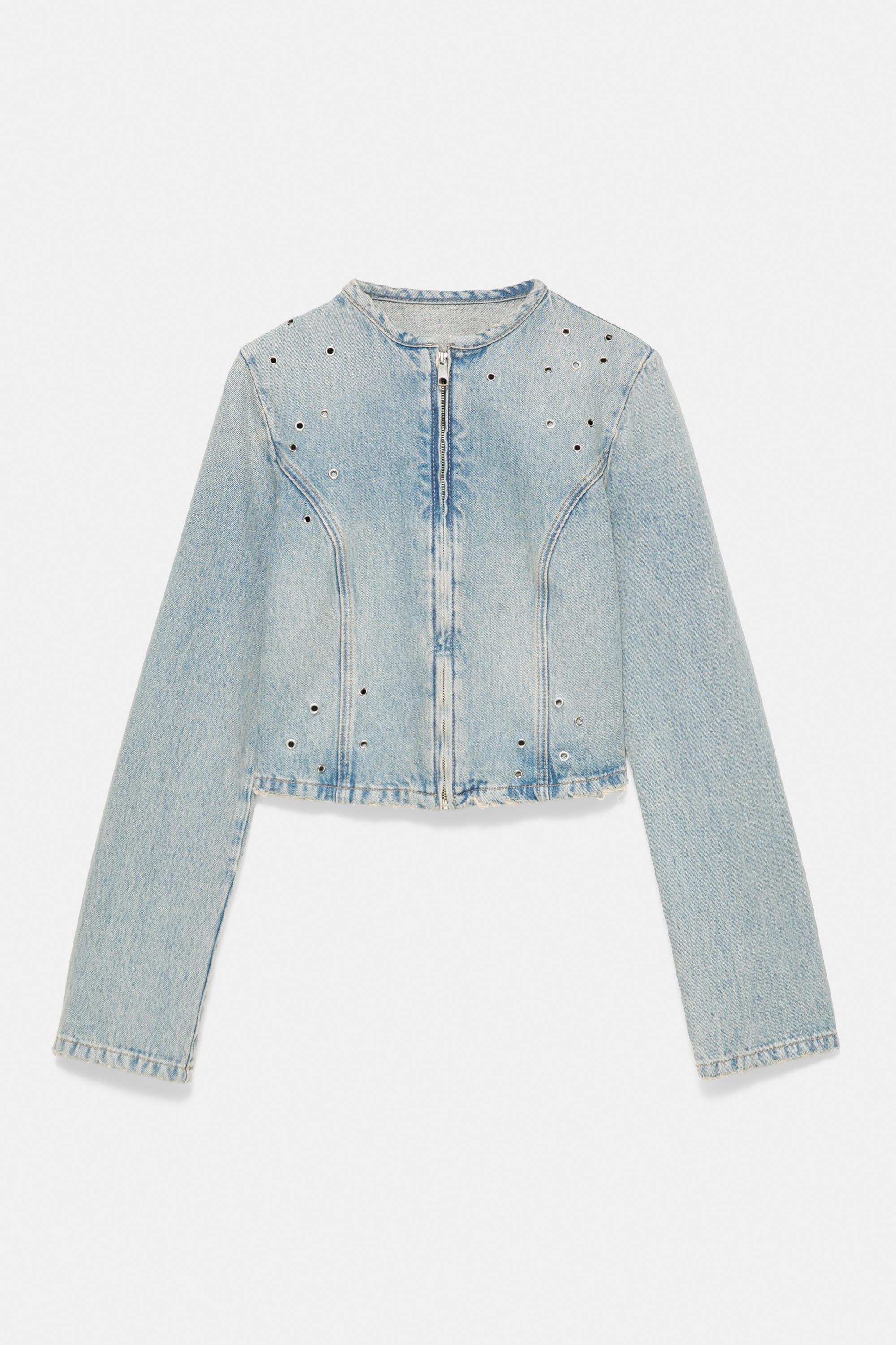 Pull&Bear Kuşgözü detaylı denim ceket görsel 3