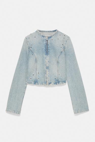 Eyelet denim jacket — Pale blue 6