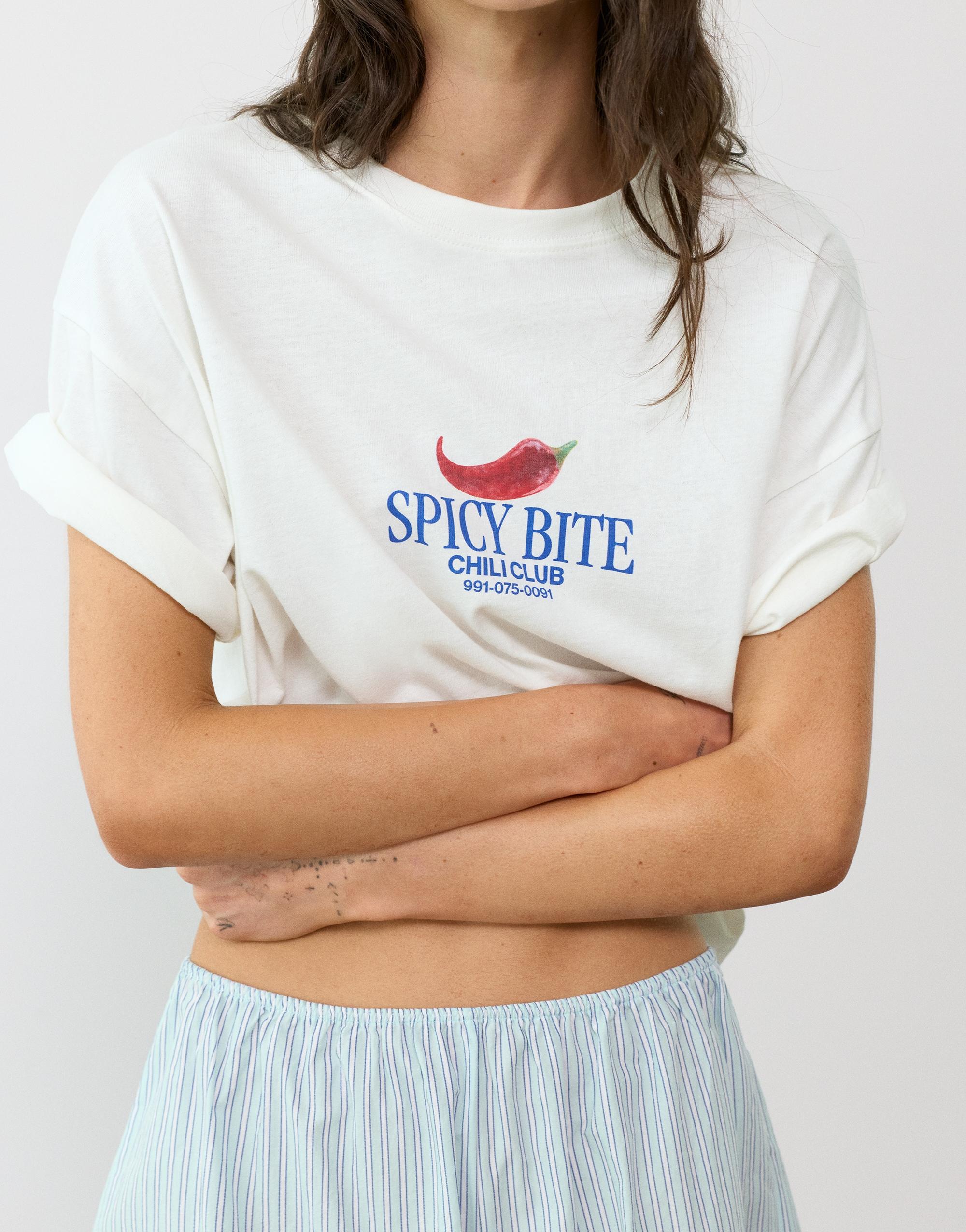 Oversize chilli graphic T-shirt — Ice