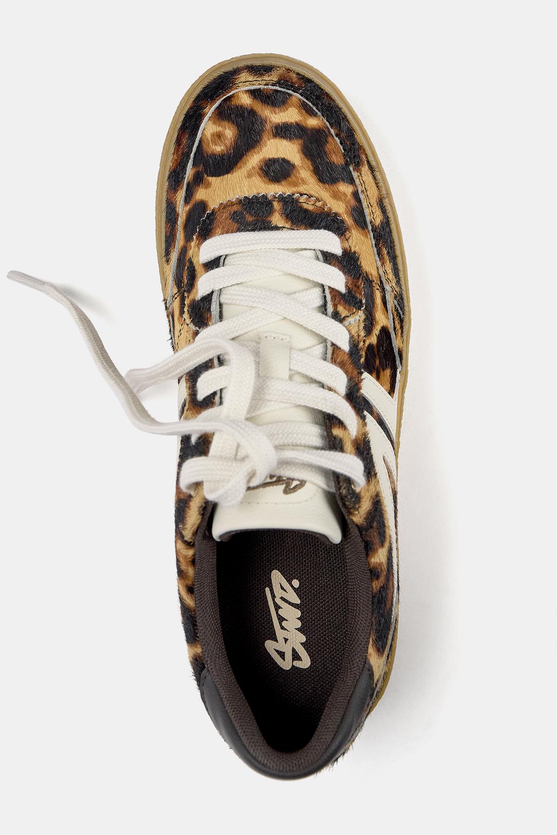 Leopard print chunky sole leather trainers - PULL&BEAR