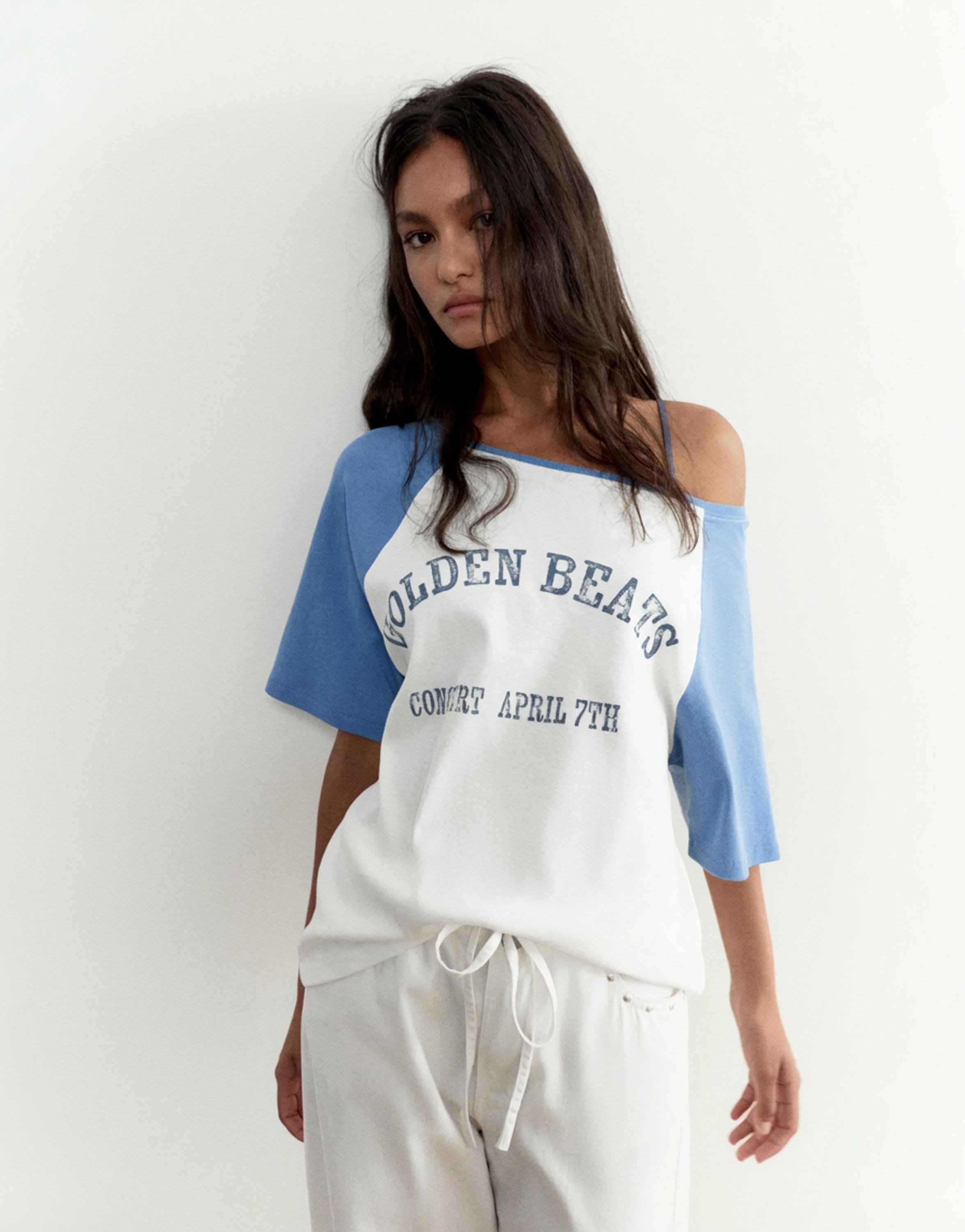 Asymmetric graphic T-shirt — Ice