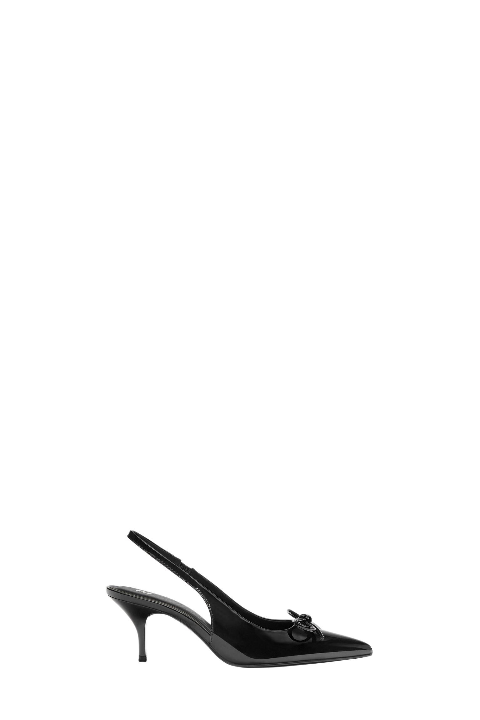 Patent high-heel shoes with bow — Black