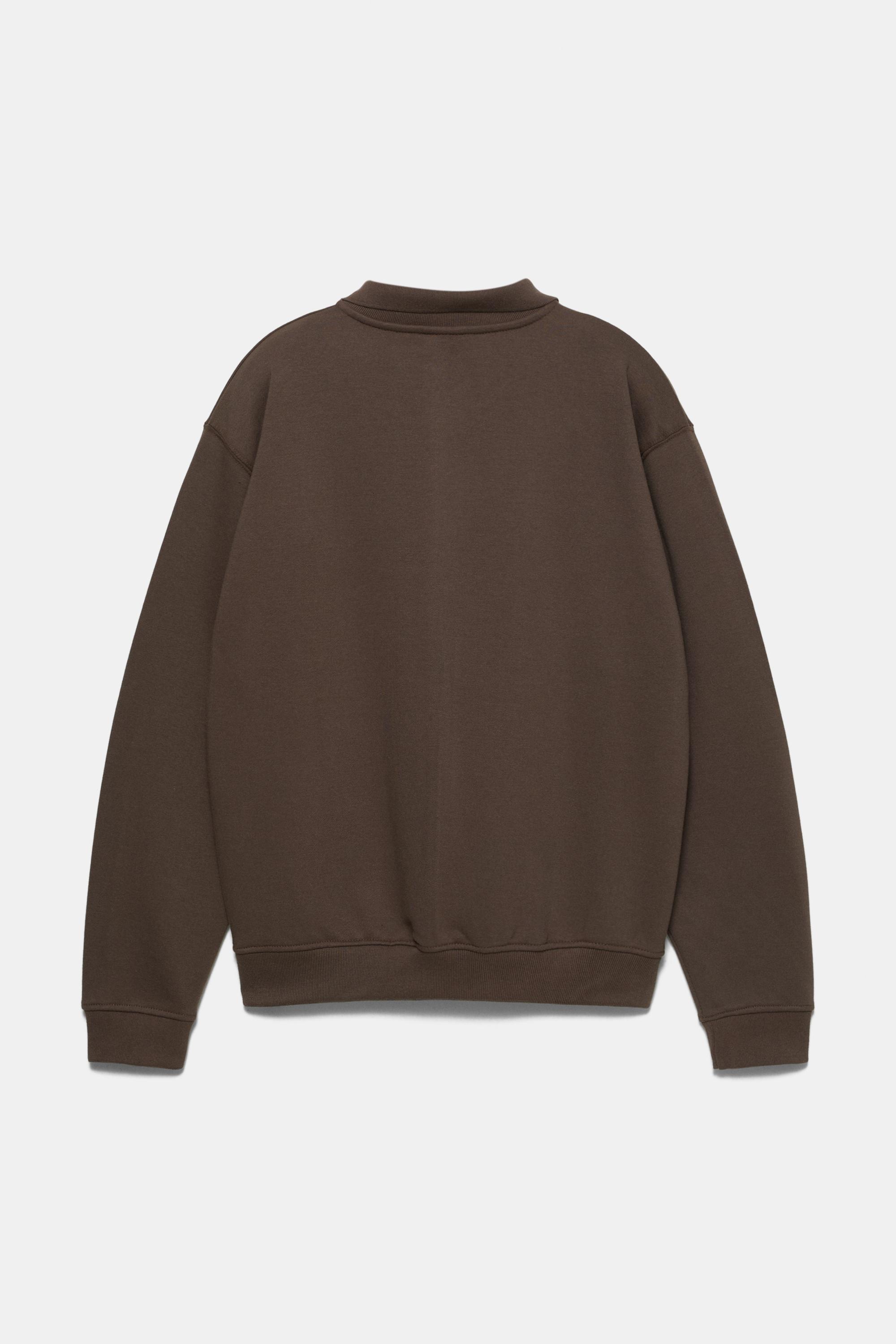 Kahverengi fermuar yakalı sweatshirt - Görsel 2