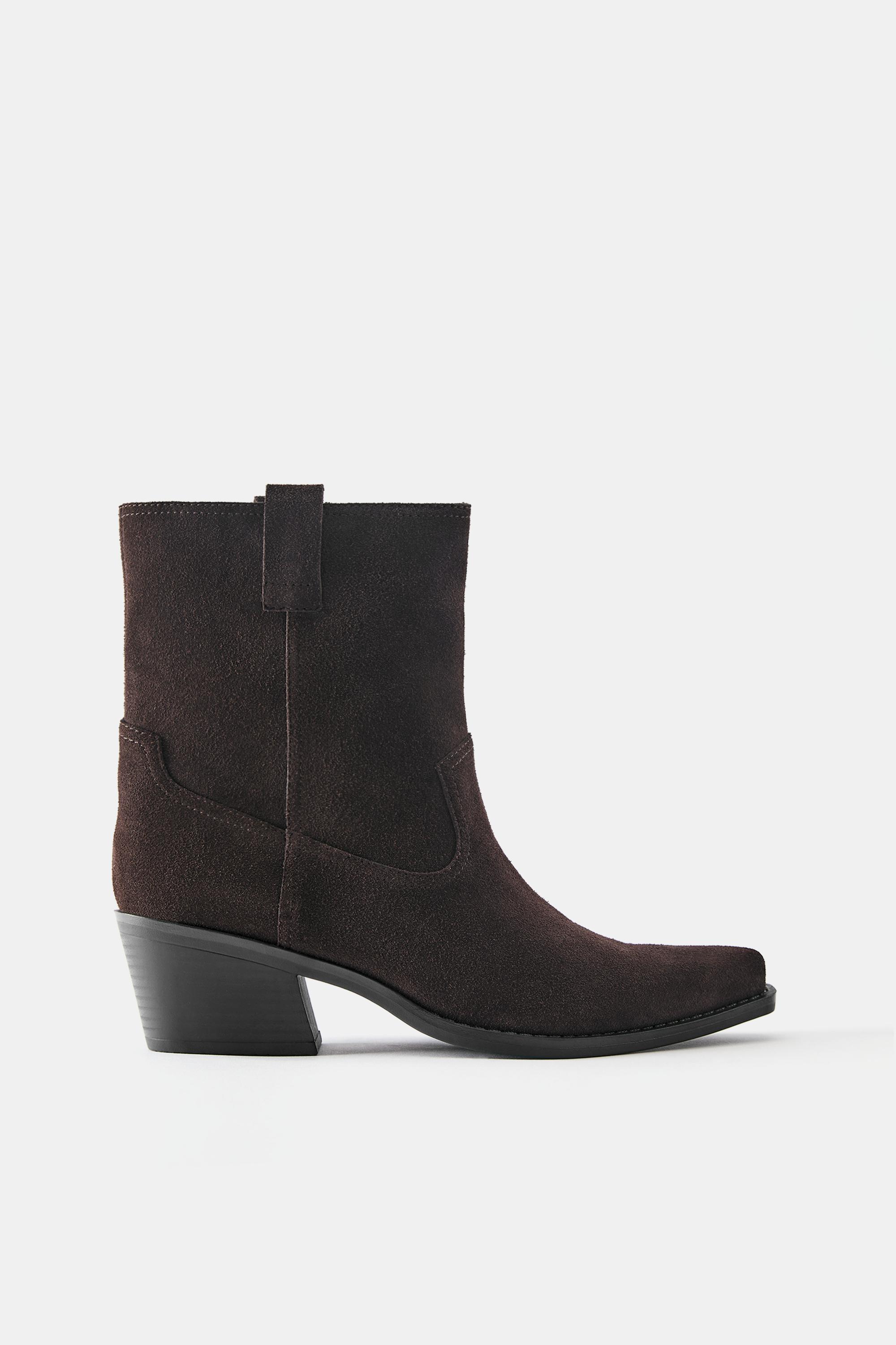 Leather cowboy ankle boots — Brown
