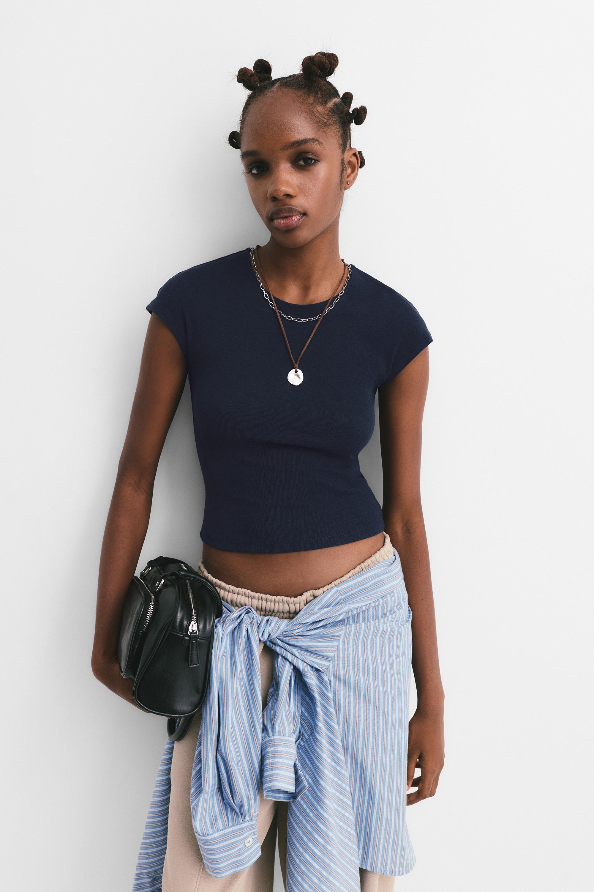 Dar Kesim Kısa Kollu Tişört - Görsel 89