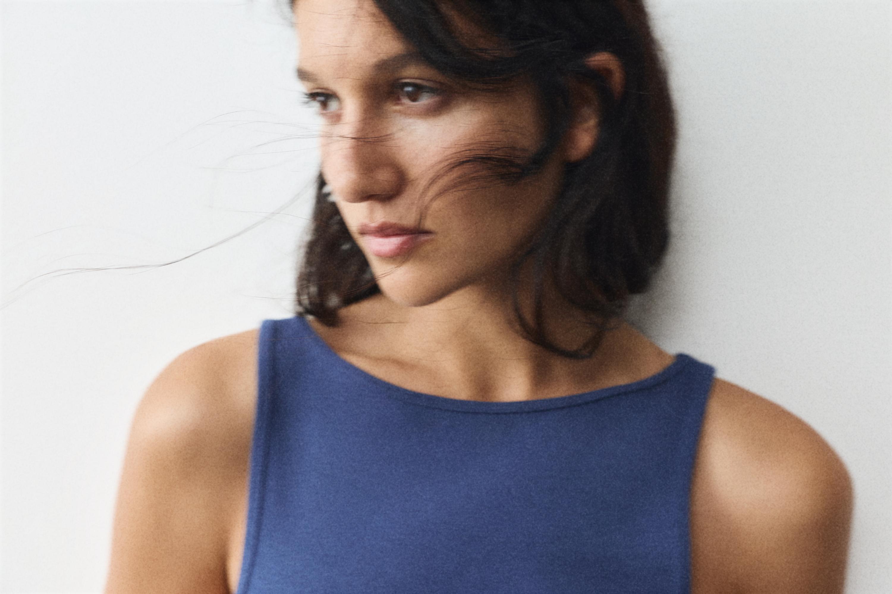 Boat neck tank top — Navy