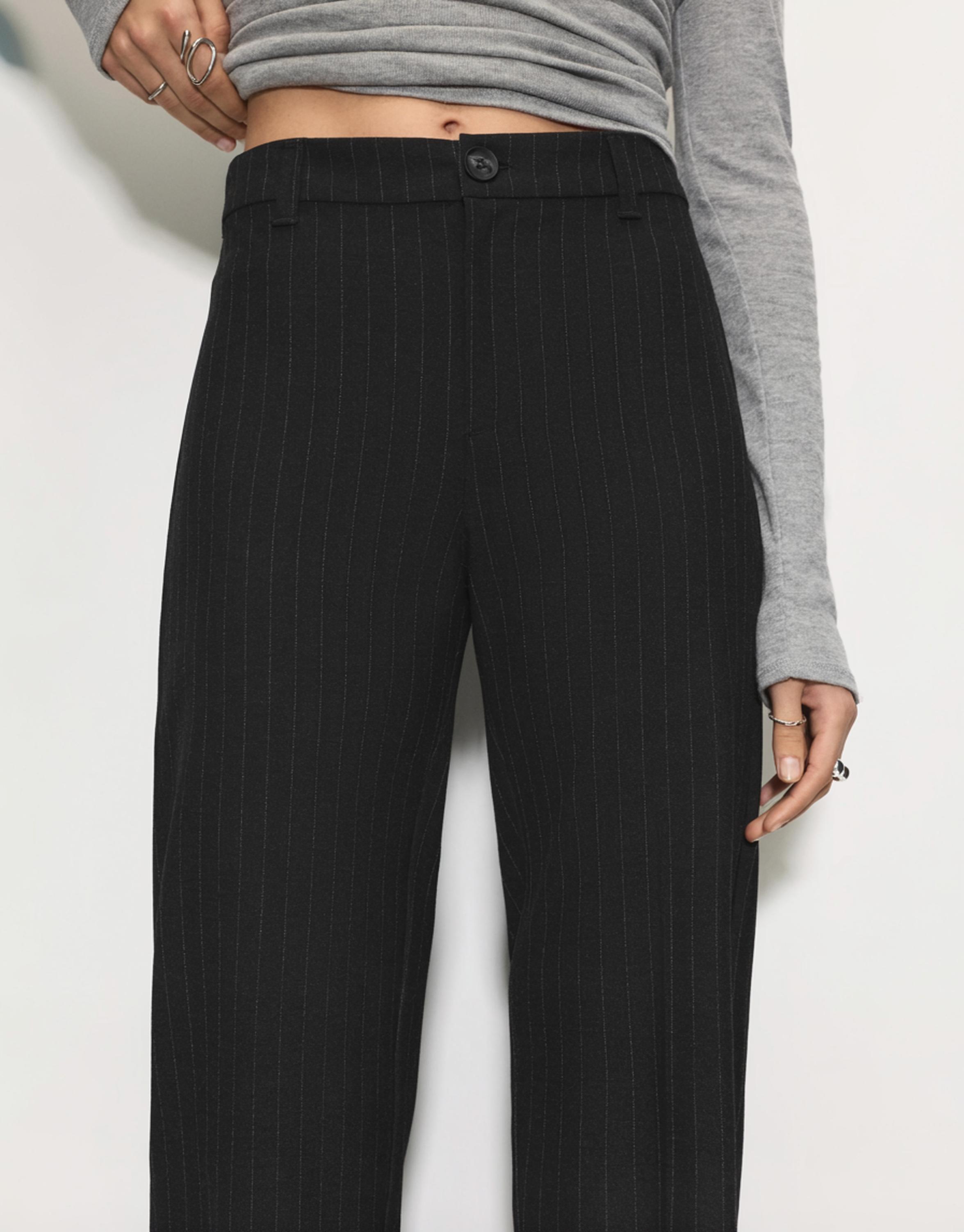 Smart high-waist straight-leg trousers — Dark grey