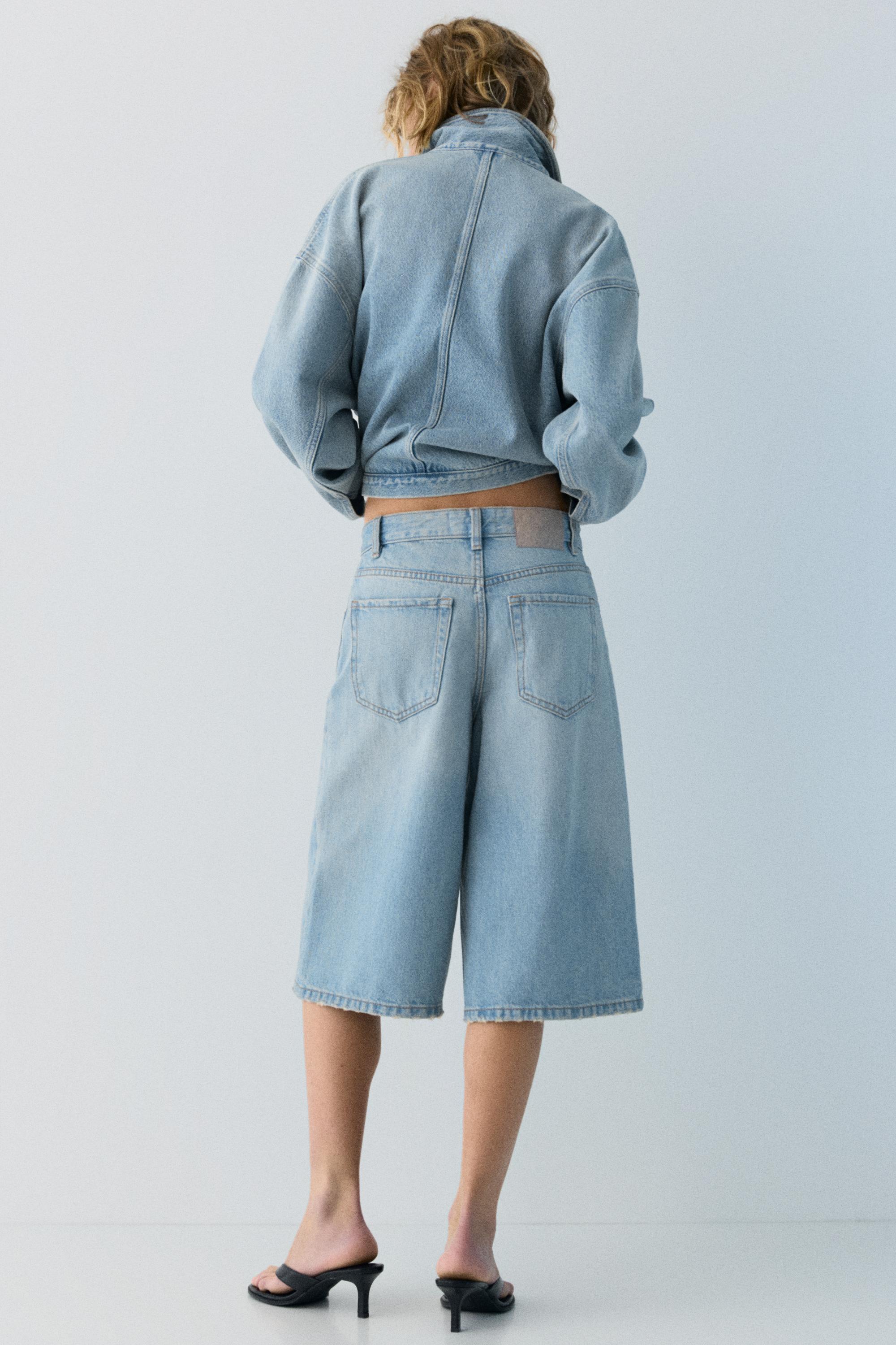 Low-rise denim jorts — Pale blue