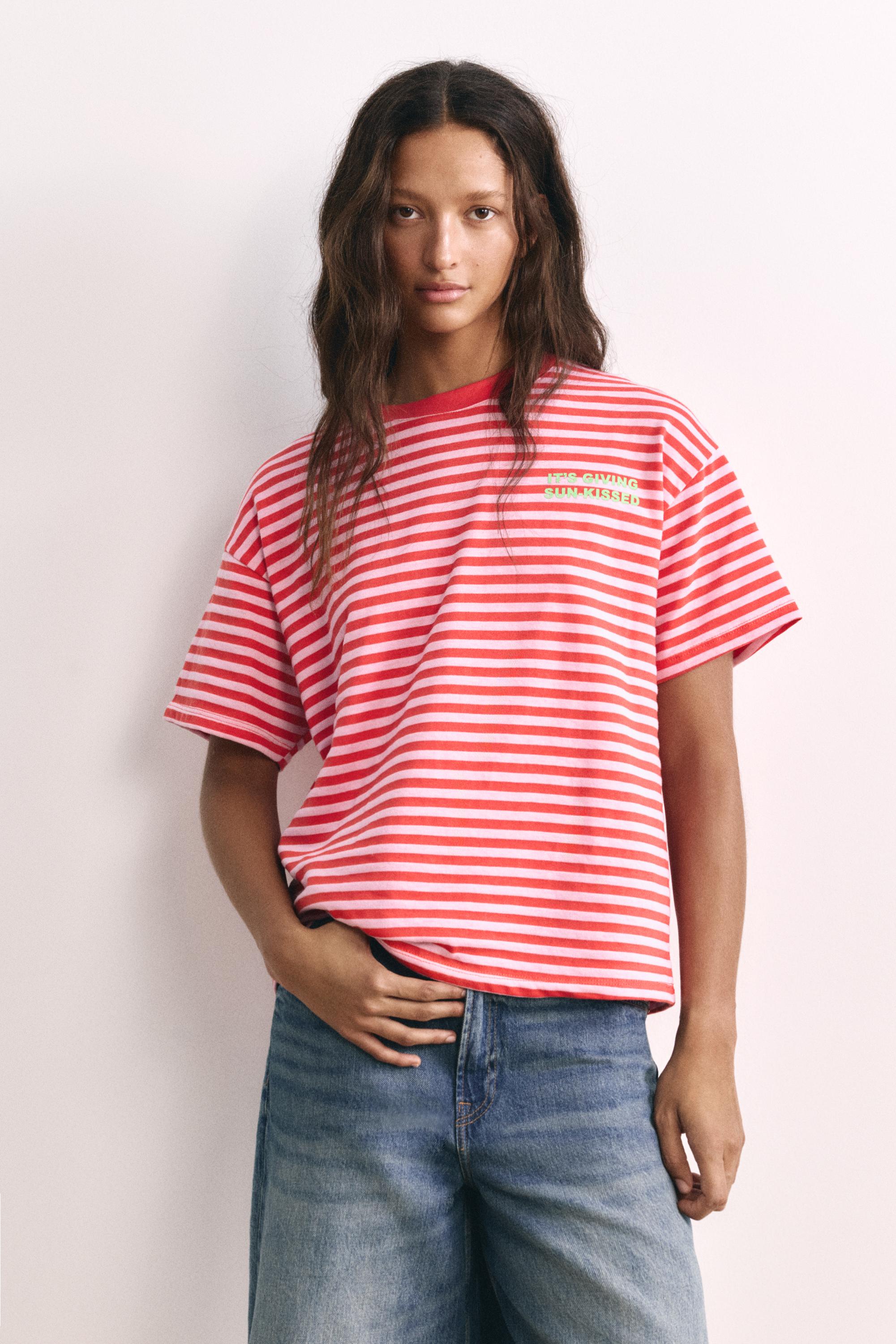 Striped T-shirt with text — 0-964