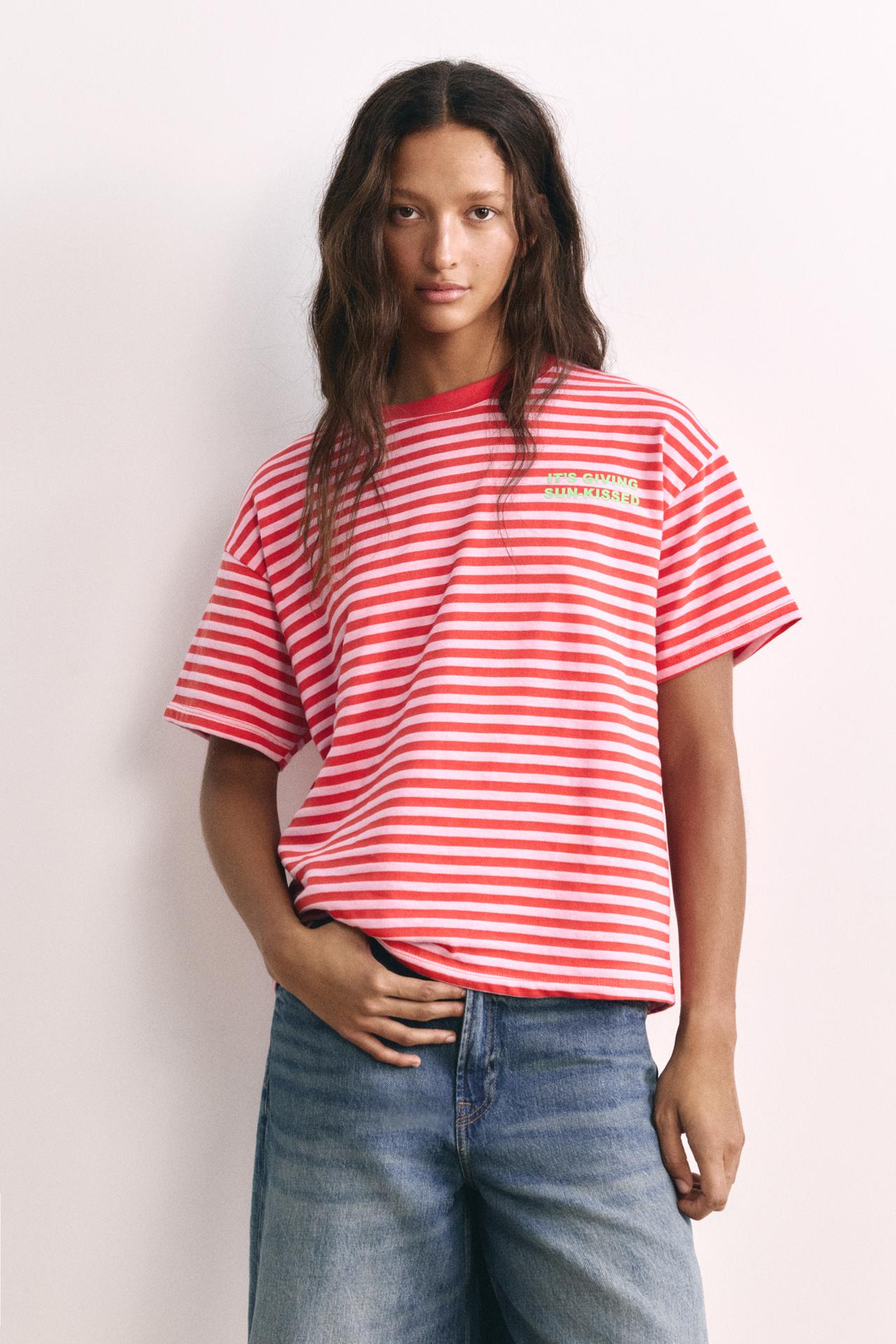 Striped T-shirt with text — 0-964