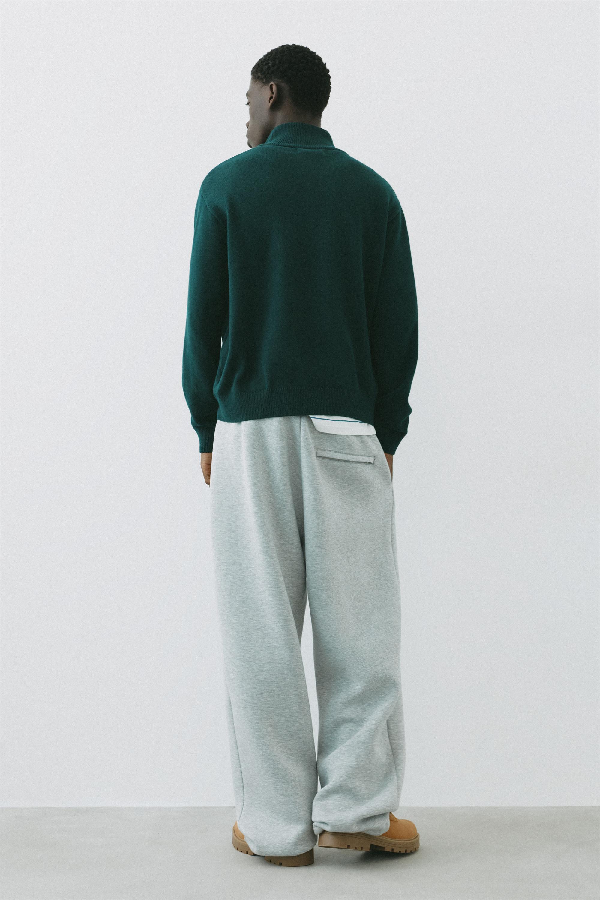 Embroidered quarter-zip sweatshirt — Dark green