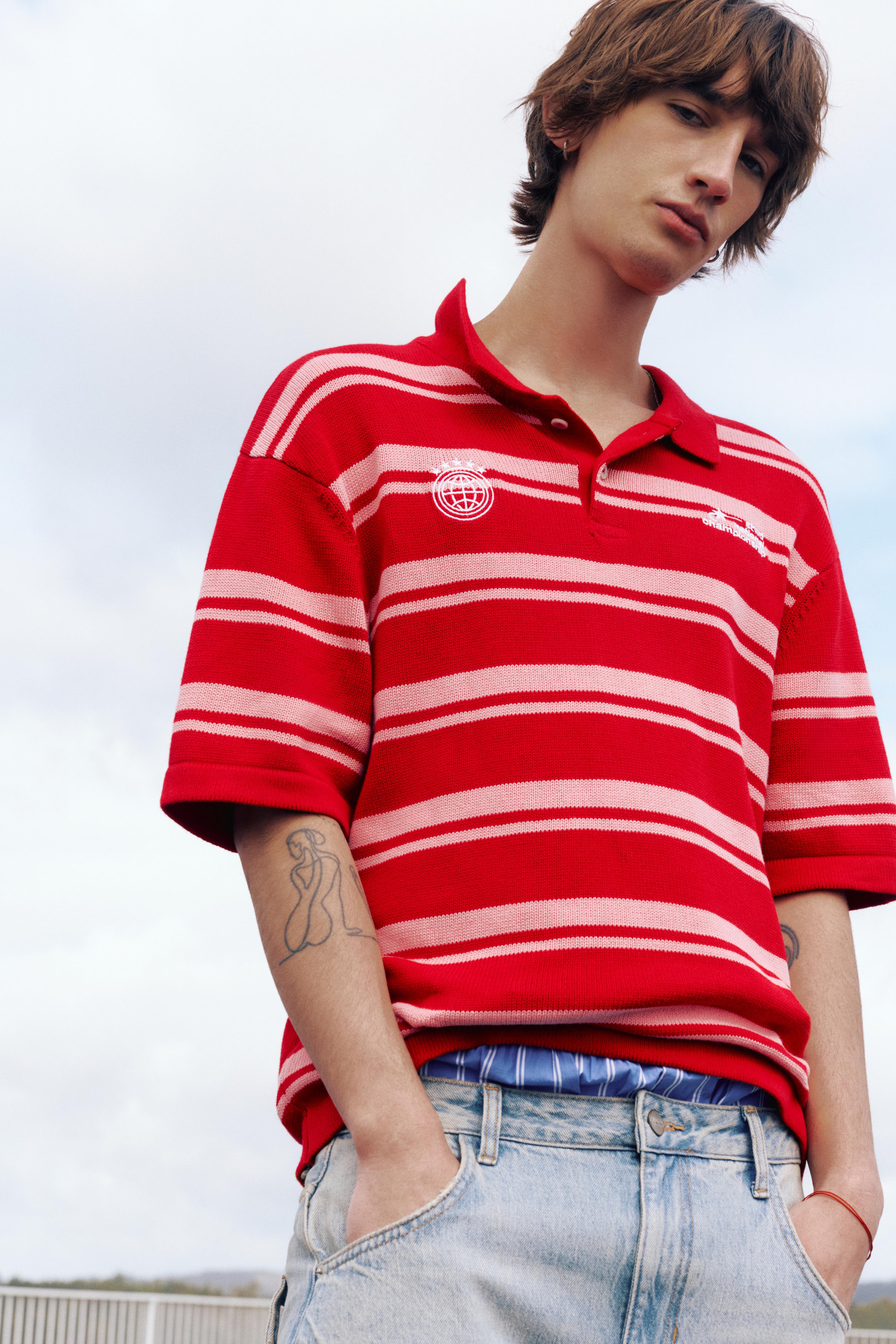 STWD striped knit polo shirt — Red