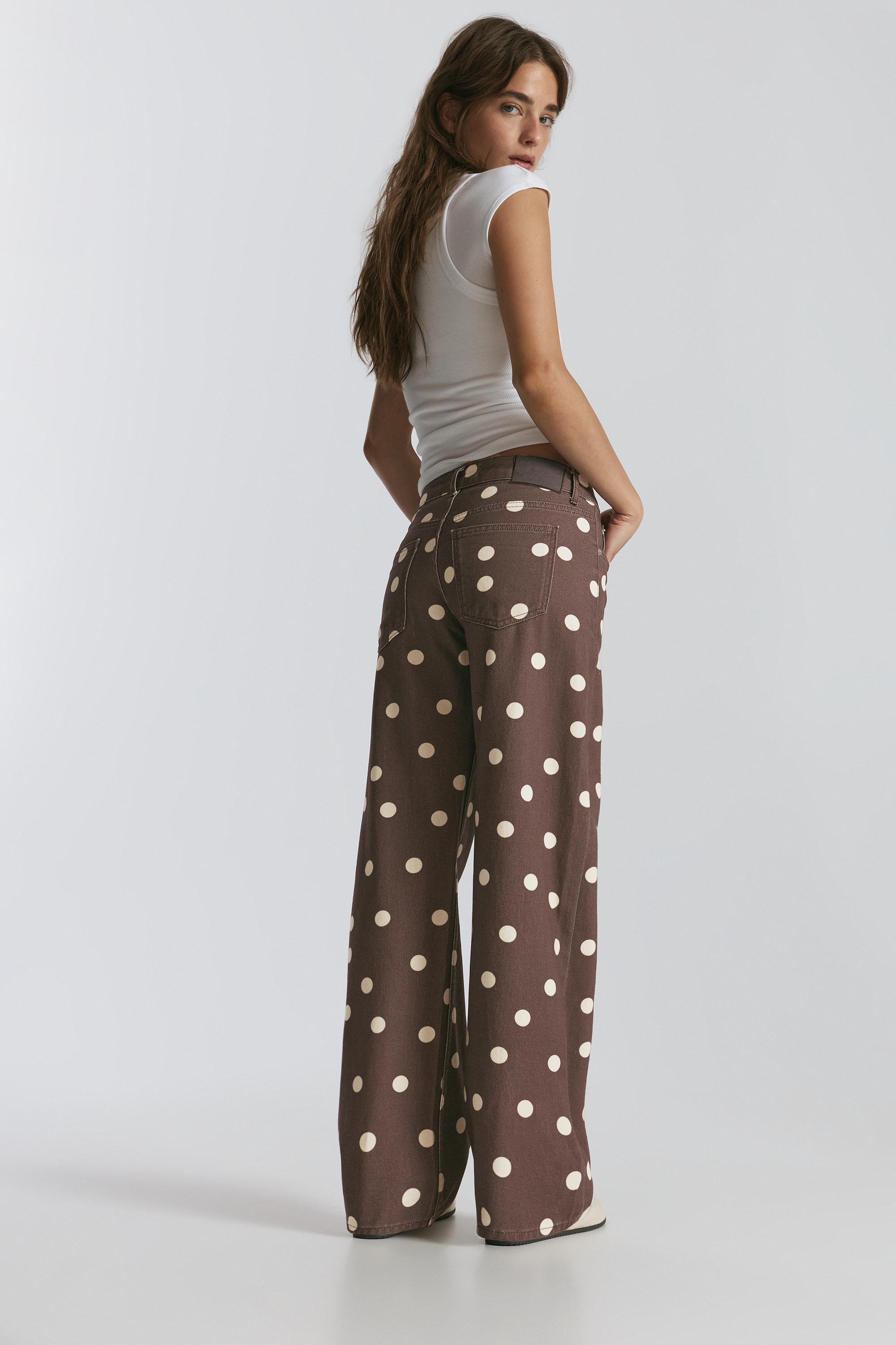 Polka dot straight-leg jeans — Brown