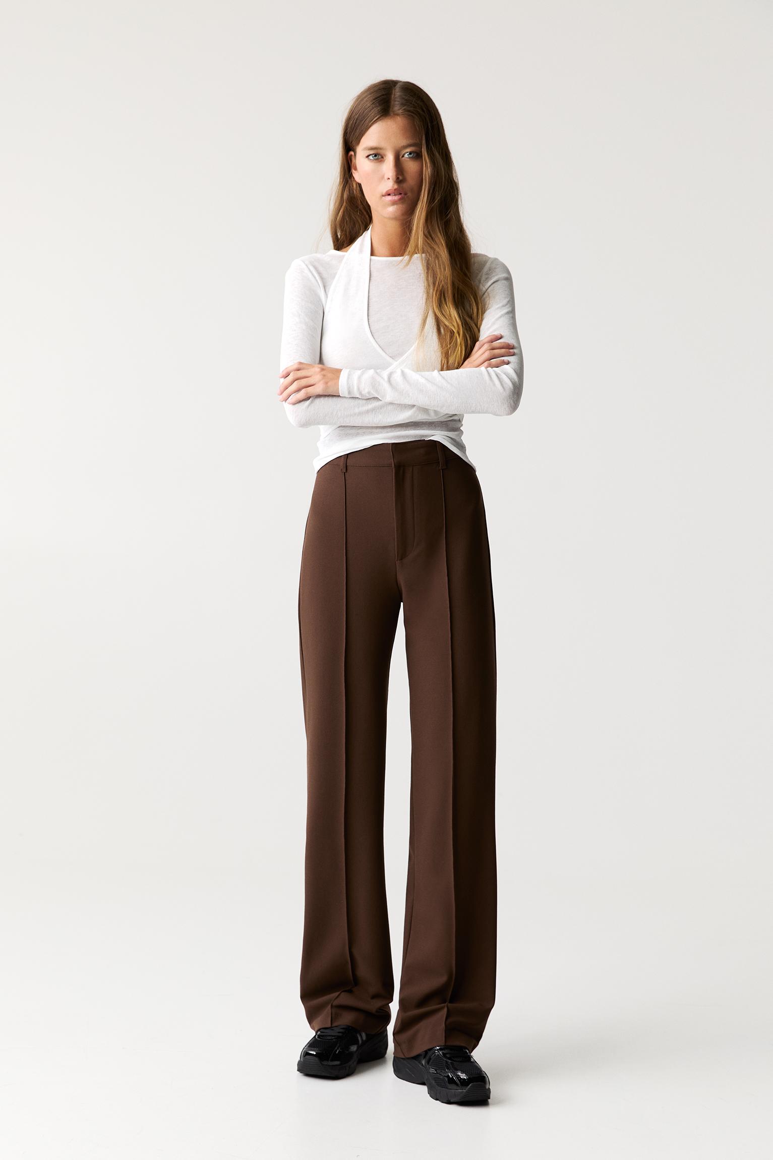 Smart trousers with seam detail — Brown