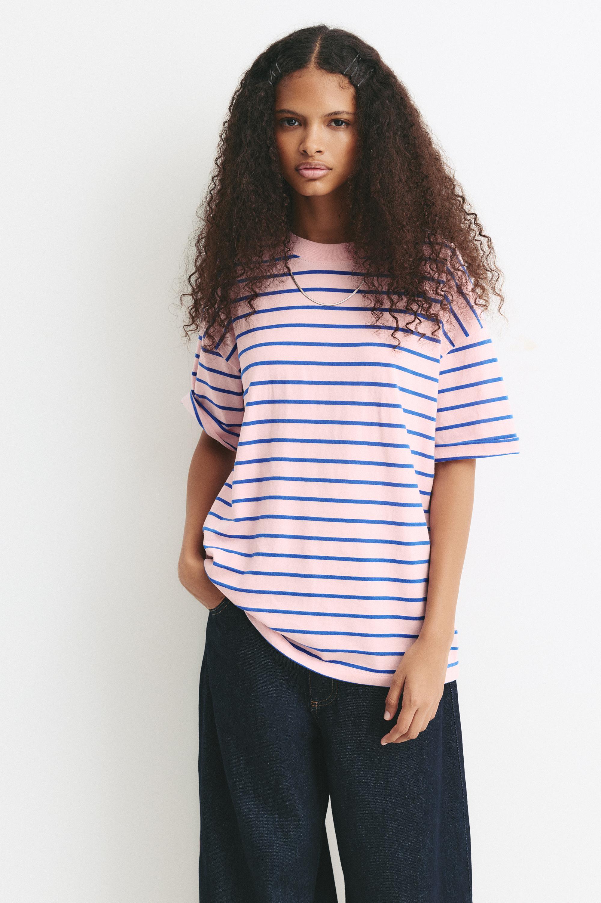 Oversize-T-Shirt Mit Streifen