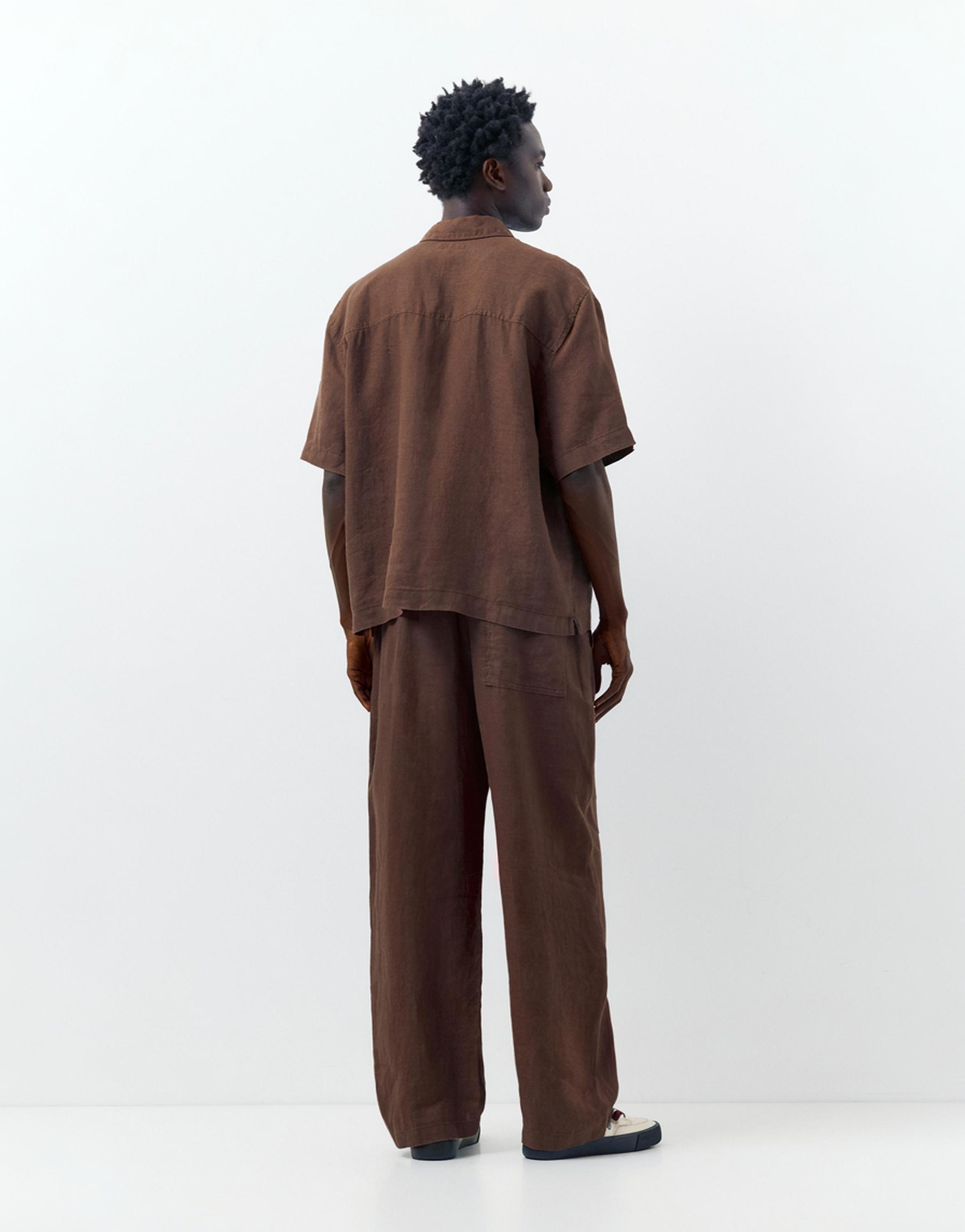 100% linen jogger trousers — Brown