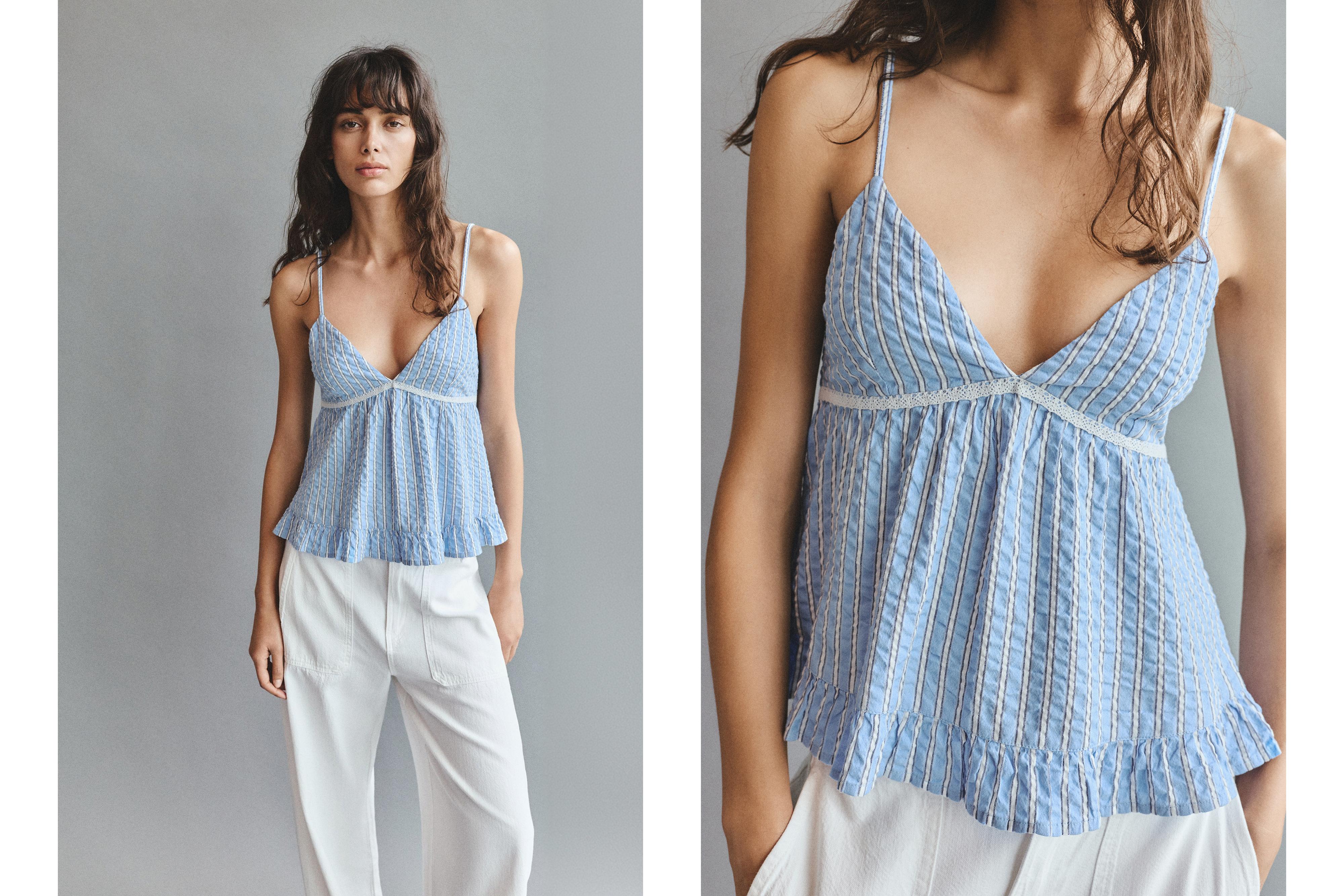 Striped camisole top — Medium blue